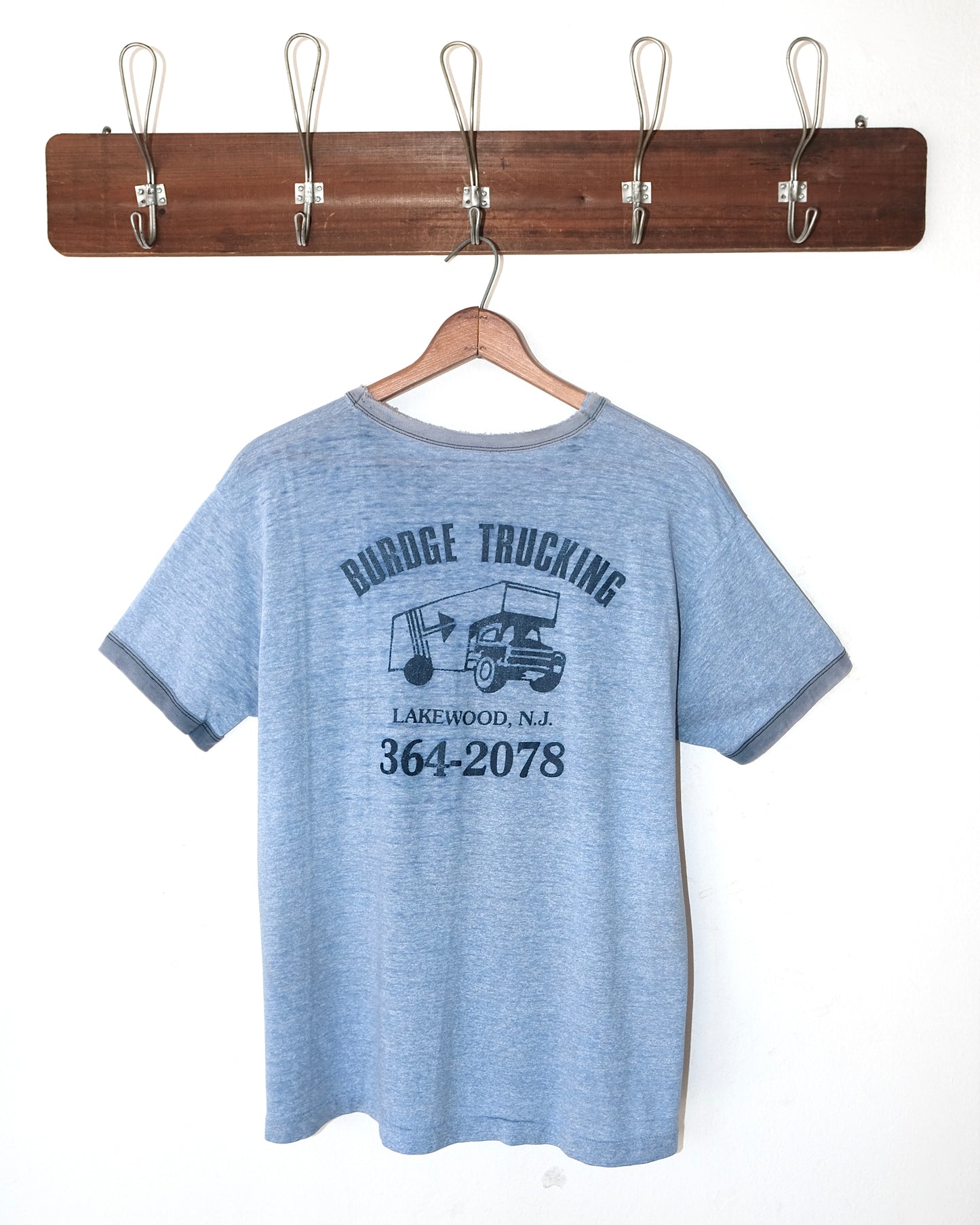 80s BURDGE TRUCKER FADED & DISTRESSED RINGER TEE