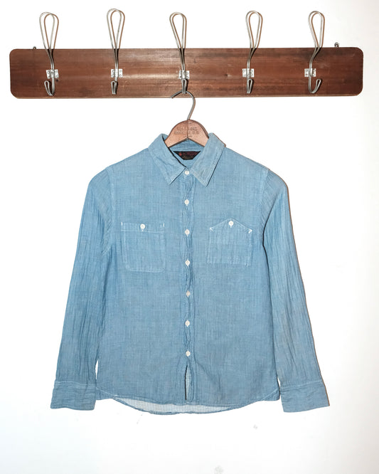 KRIFF MAYER CHAMBRAY COTTON BUTTON UP SHIRT