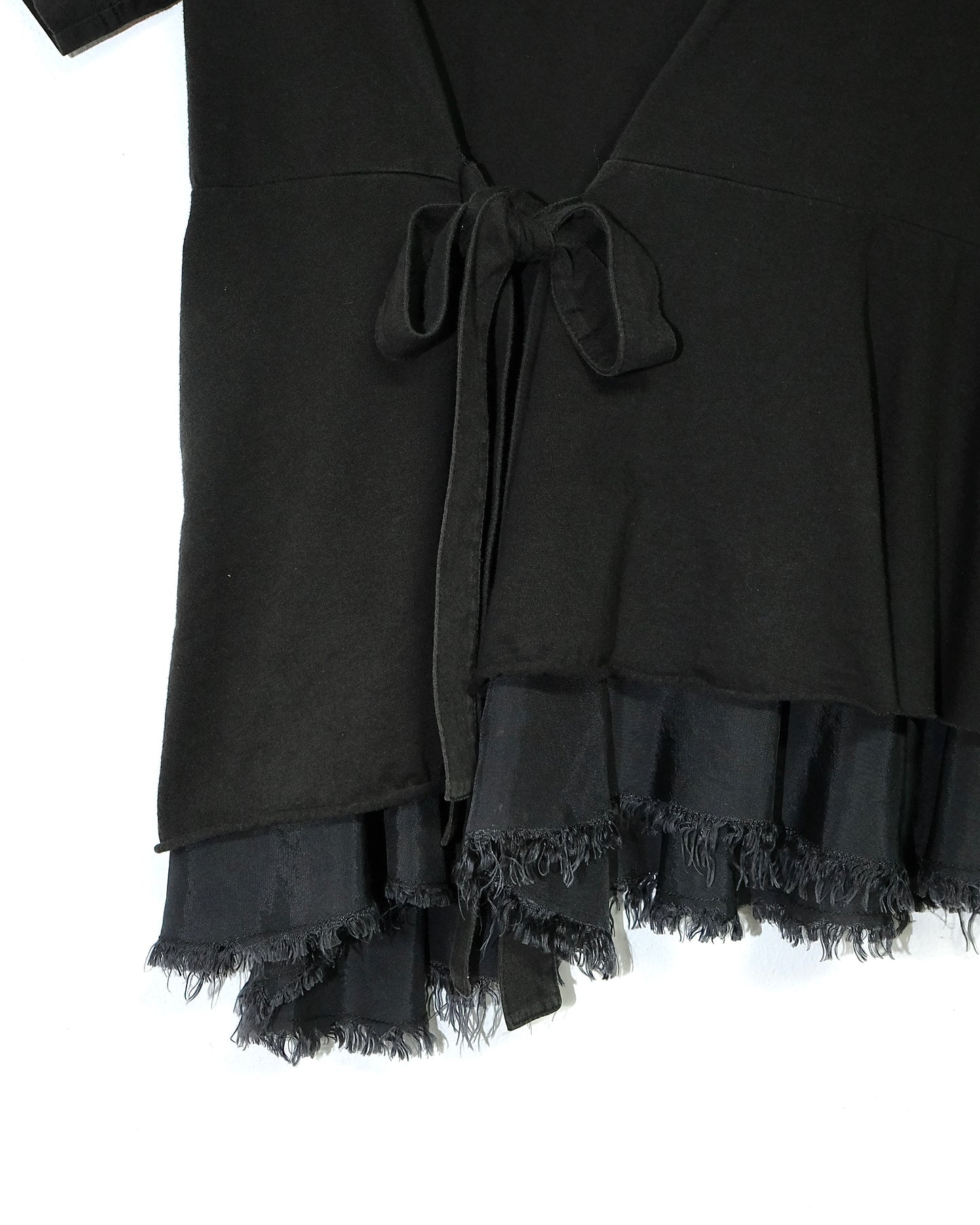 tricot COMME des GARCONS BLACK SHORT SLEEVE ASYMMETRIC WRAP- TIE LAYERED