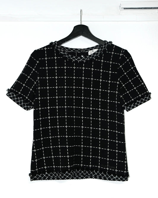 COURREGES GRID TEXTURED TOP