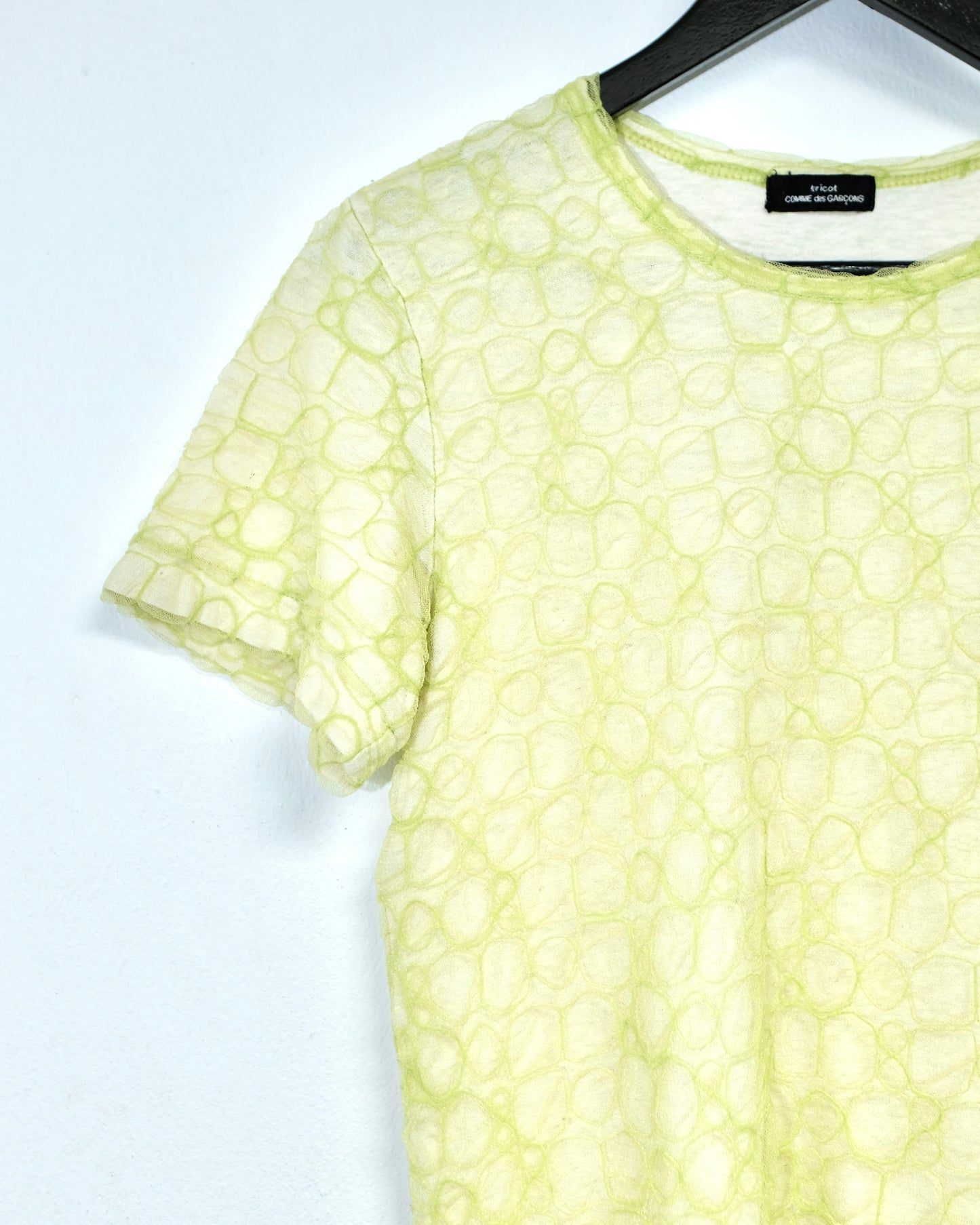 tricot COMME des GARCONS ALL-OVER LACE PRINTED CUT & SEW NEON TEE