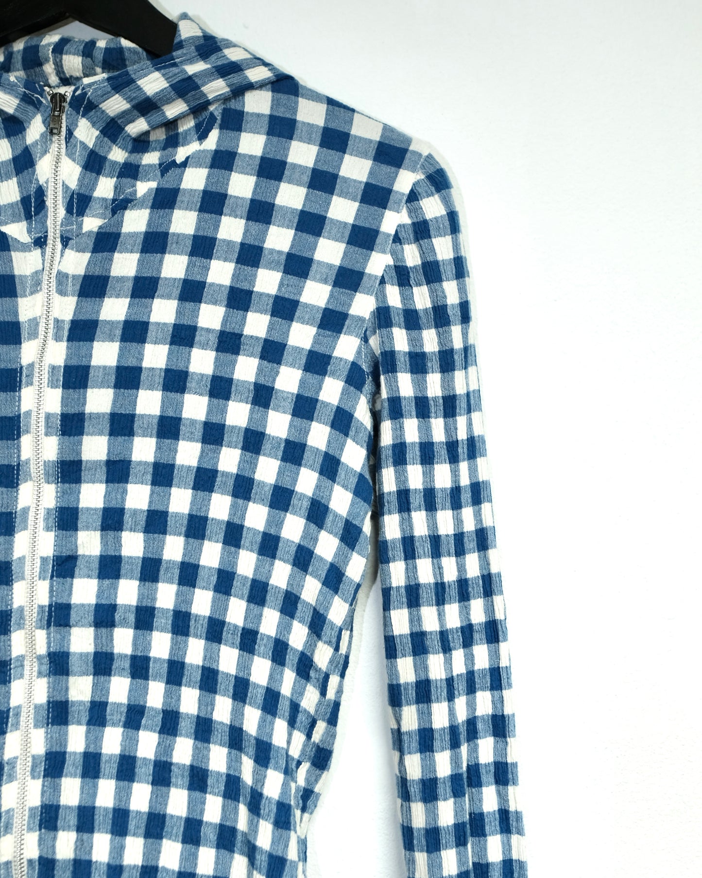 TSUMORI CHISATO PLAID PLEATED ZIPPER HODDIE