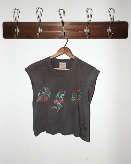 80s HOPE HONOR LOVE FADED TANK TOP