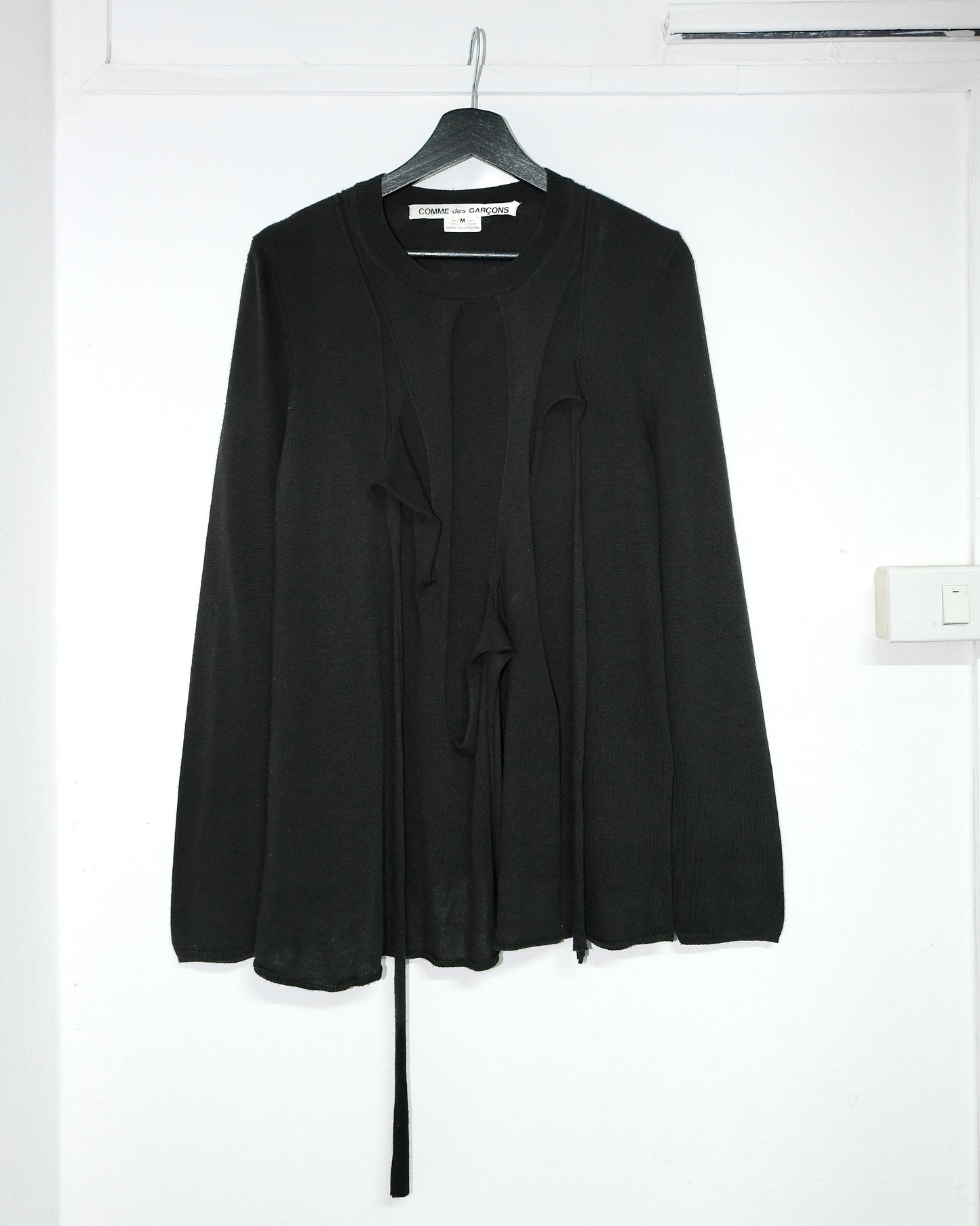 COMME des GARCONS BLACK KNIT TOP WITH LONG DROOPING STRIPS
