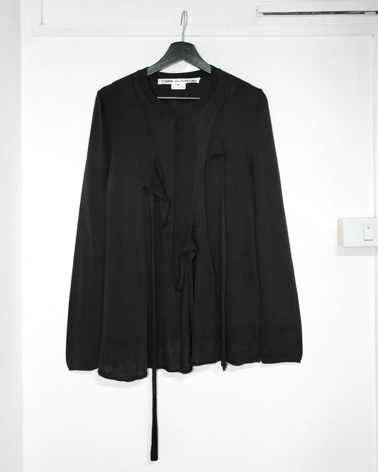 COMME des GARCONS BLACK KNIT TOP WITH LONG DROOPING STRIPS