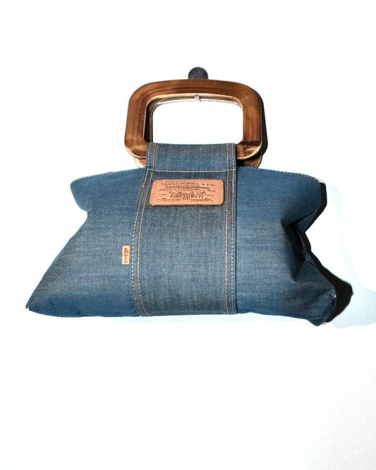 70s LEVI'S ORANGE TAB DENIM WOODEN HANDBAG