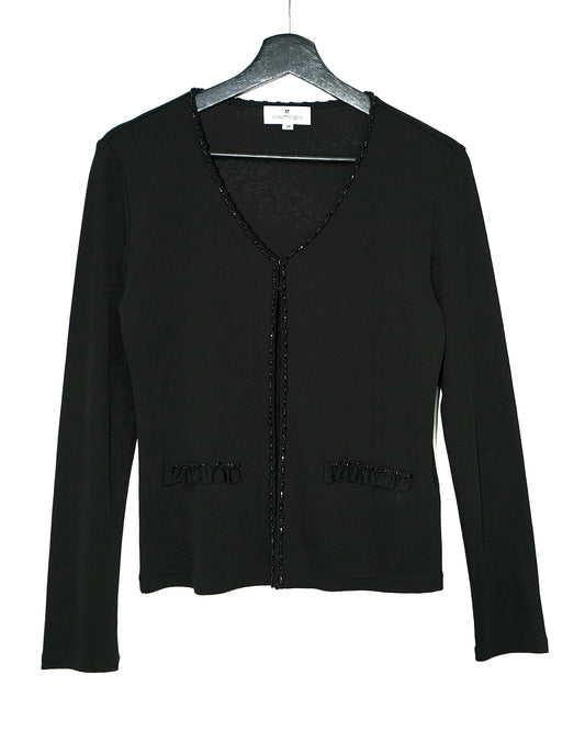 COURREGES BLACK SEQUIN EMBROIDERY CARDIGAN