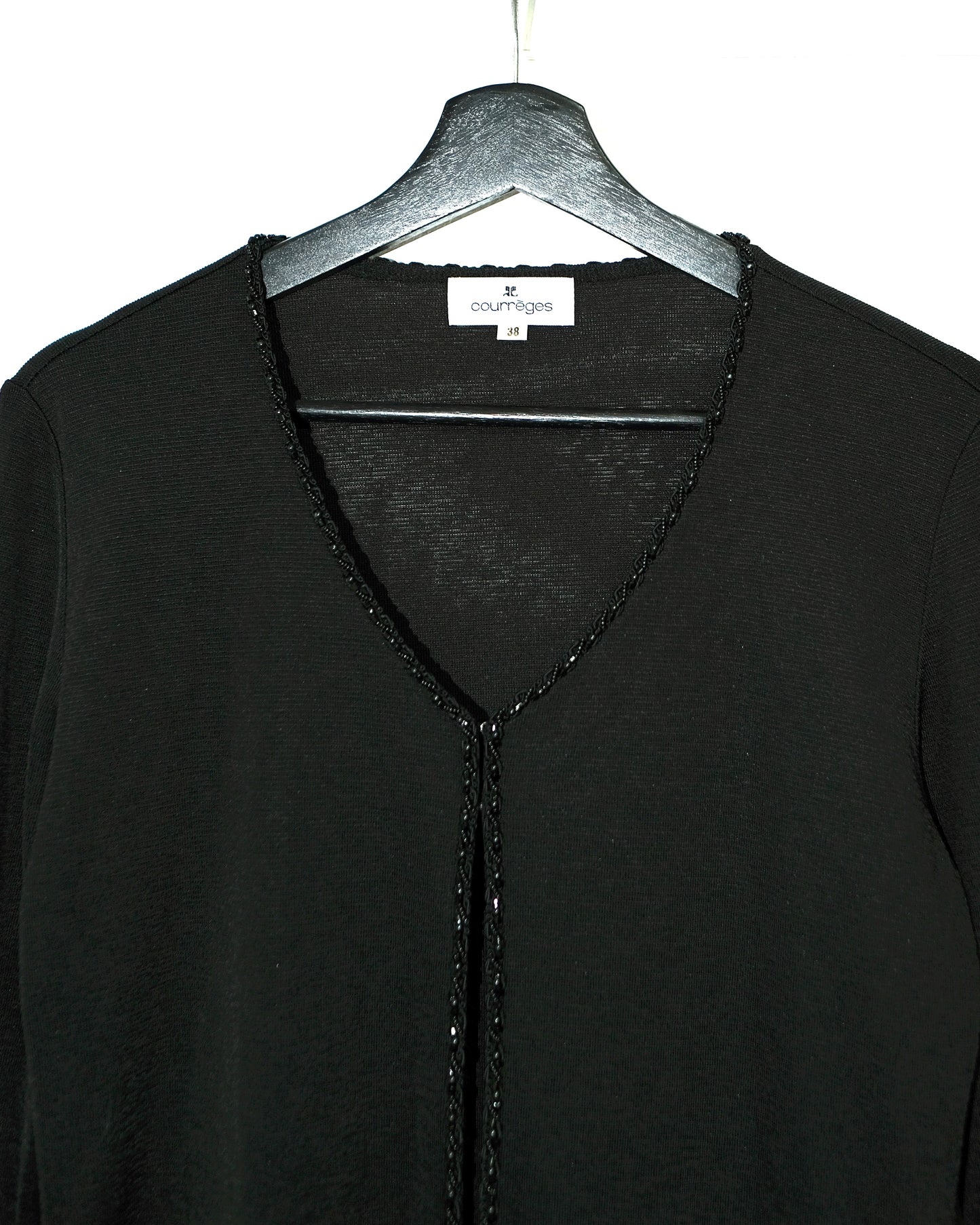 COURREGES BLACK SEQUIN EMBROIDERY CARDIGAN