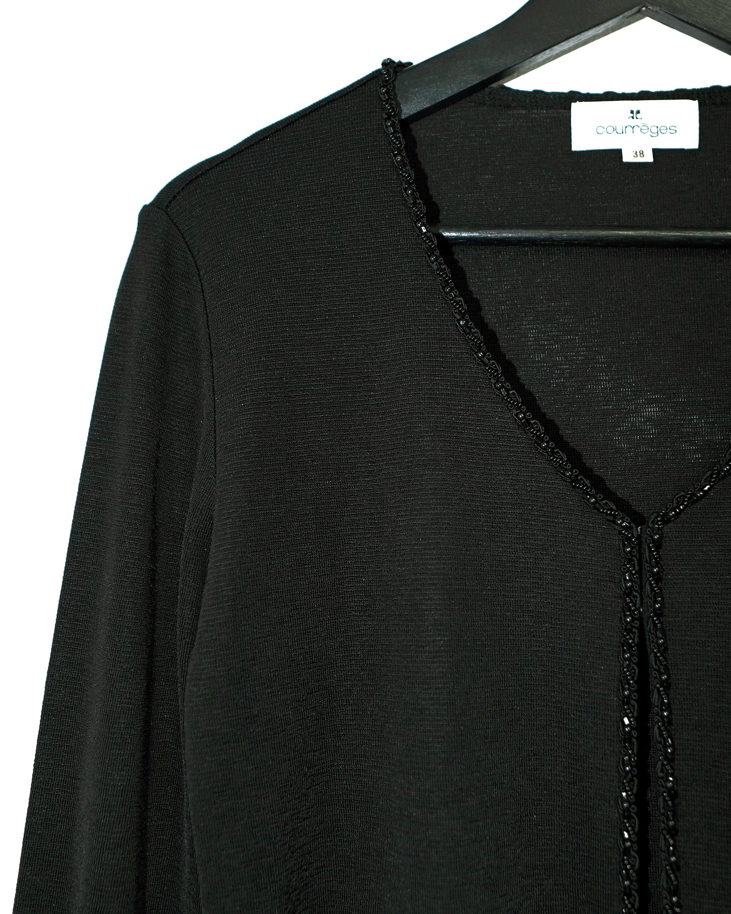 COURREGES BLACK SEQUIN EMBROIDERY CARDIGAN