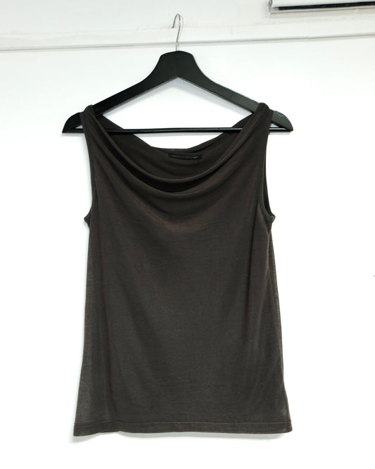 Y’s YOHJI YAMAMOTO BROWN COWL NECK TANK TOP