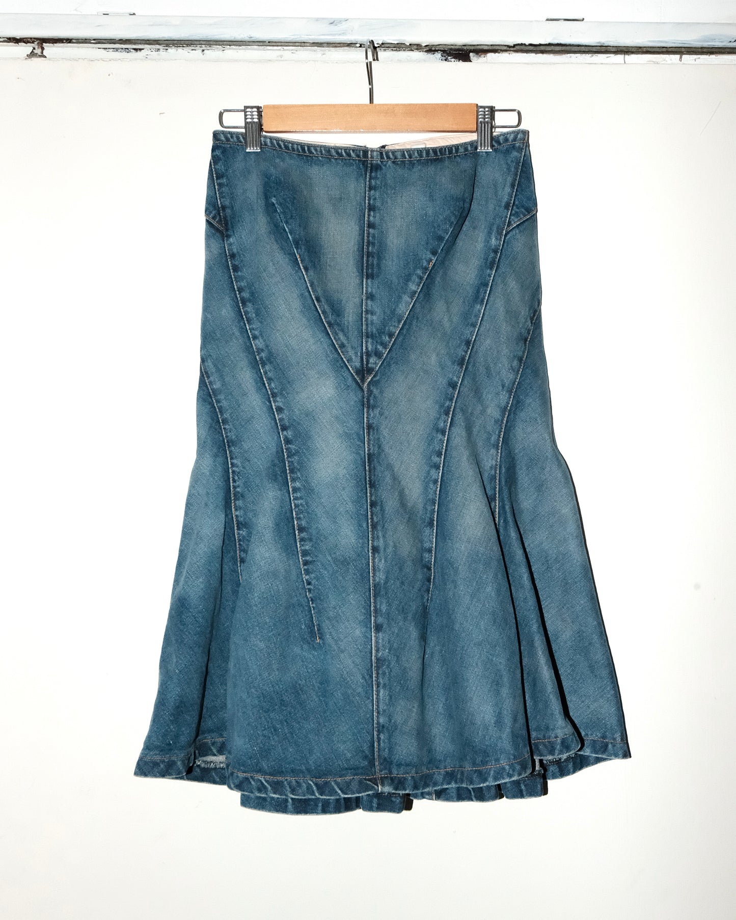 JUNYA WATANABE DENIM PANELLED FISHTAILS SKIRT