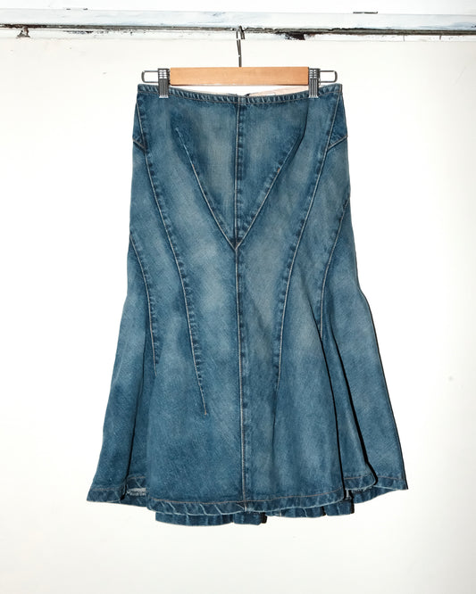 JUNYA WATANABE DENIM PANELLED FISHTAILS SKIRT