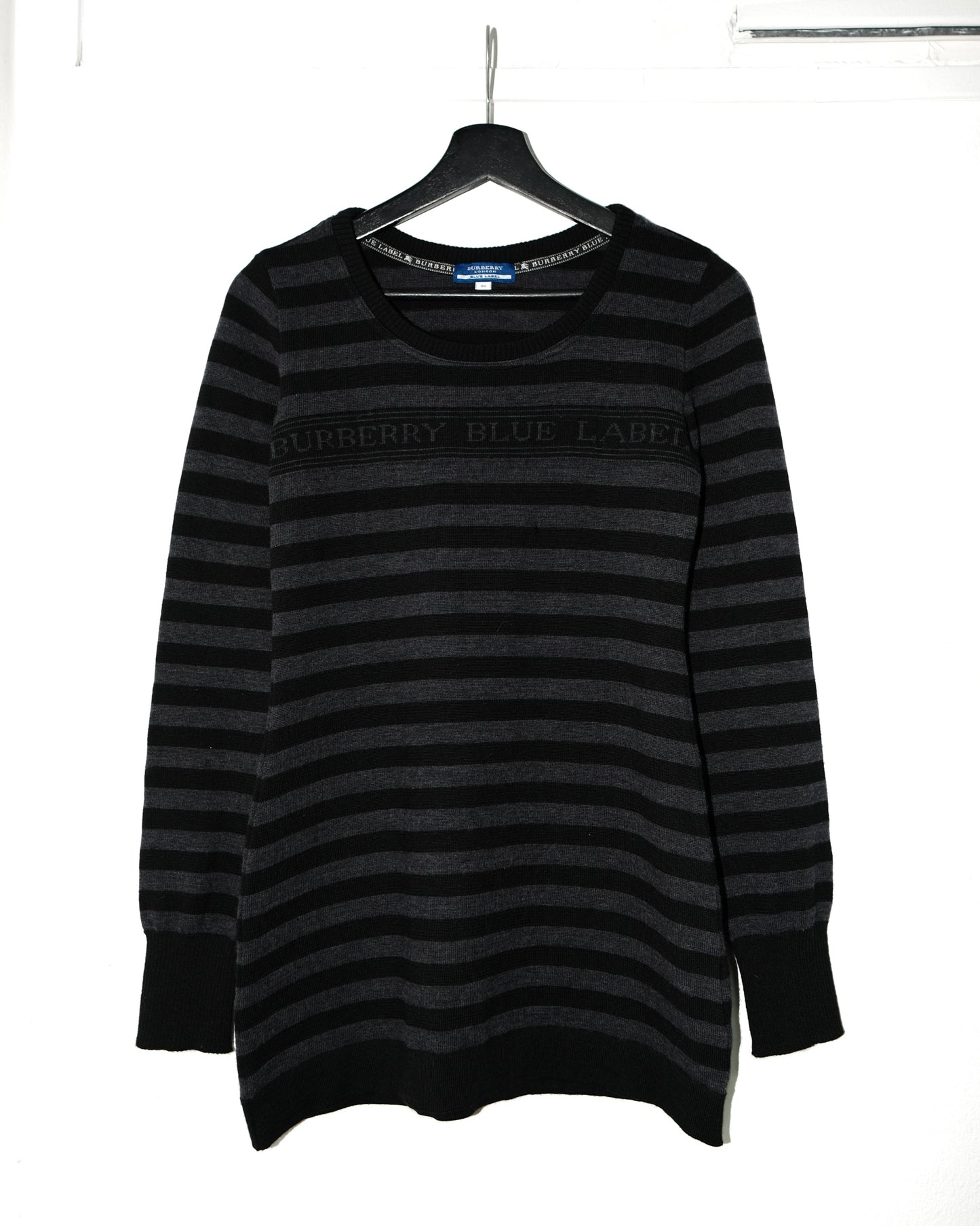 BURBERRY STRIPED WOOL KNIT SWEATSHIRT