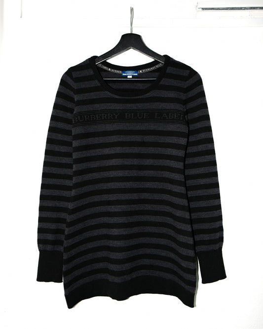 BURBERRY STRIPED WOOL KNIT SWEATSHIRT