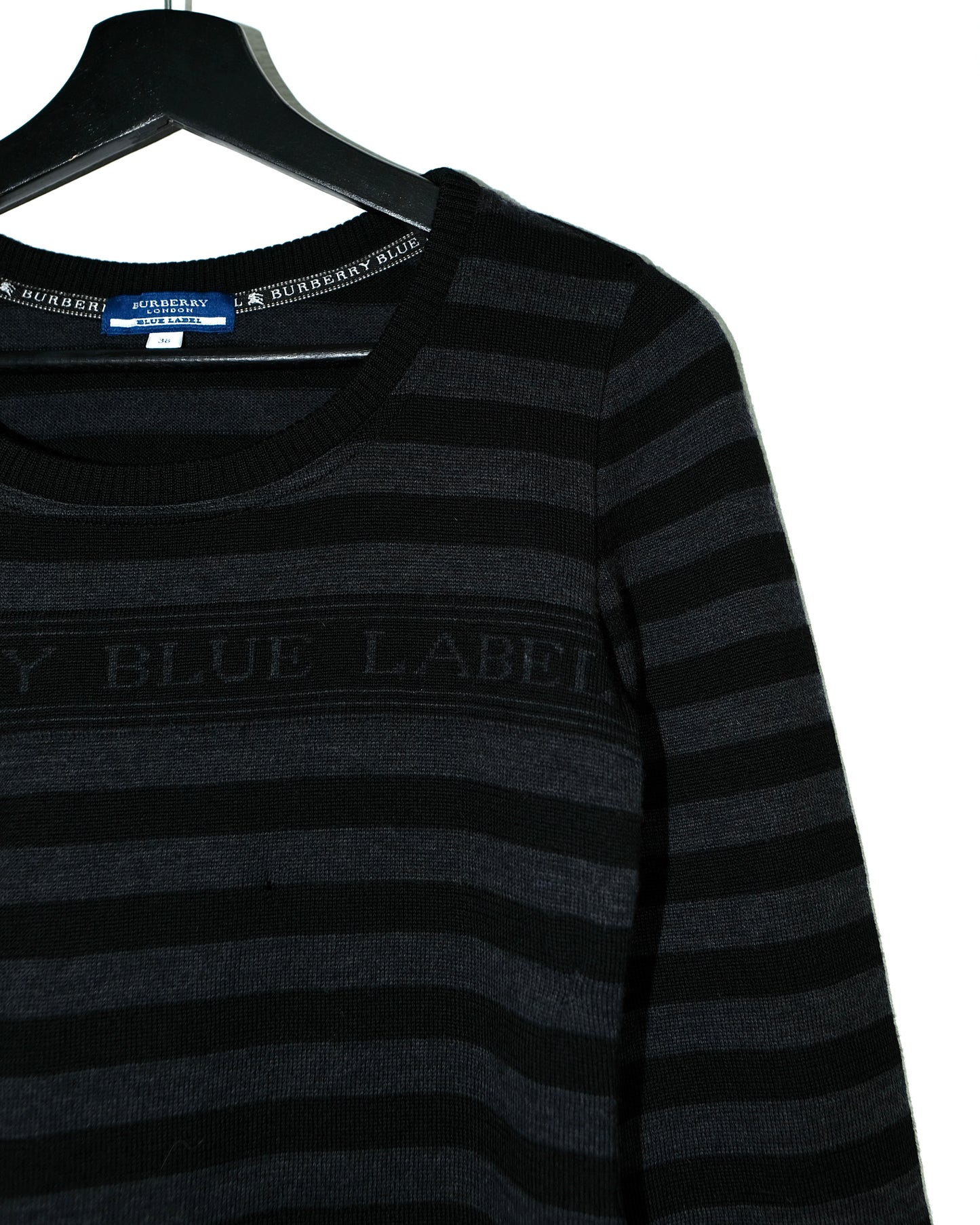 BURBERRY STRIPED WOOL KNIT SWEATSHIRT