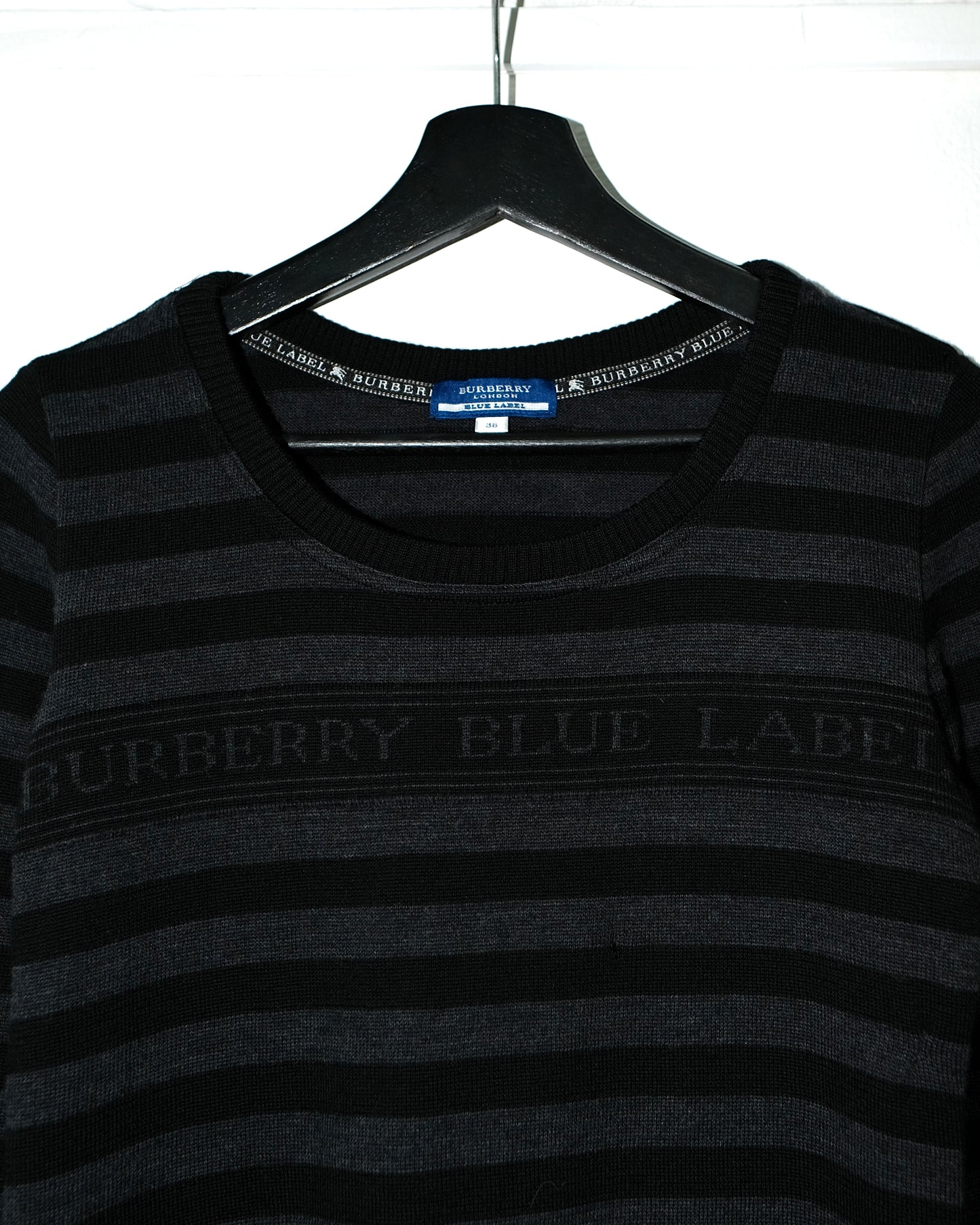 BURBERRY STRIPED WOOL KNIT SWEATSHIRT