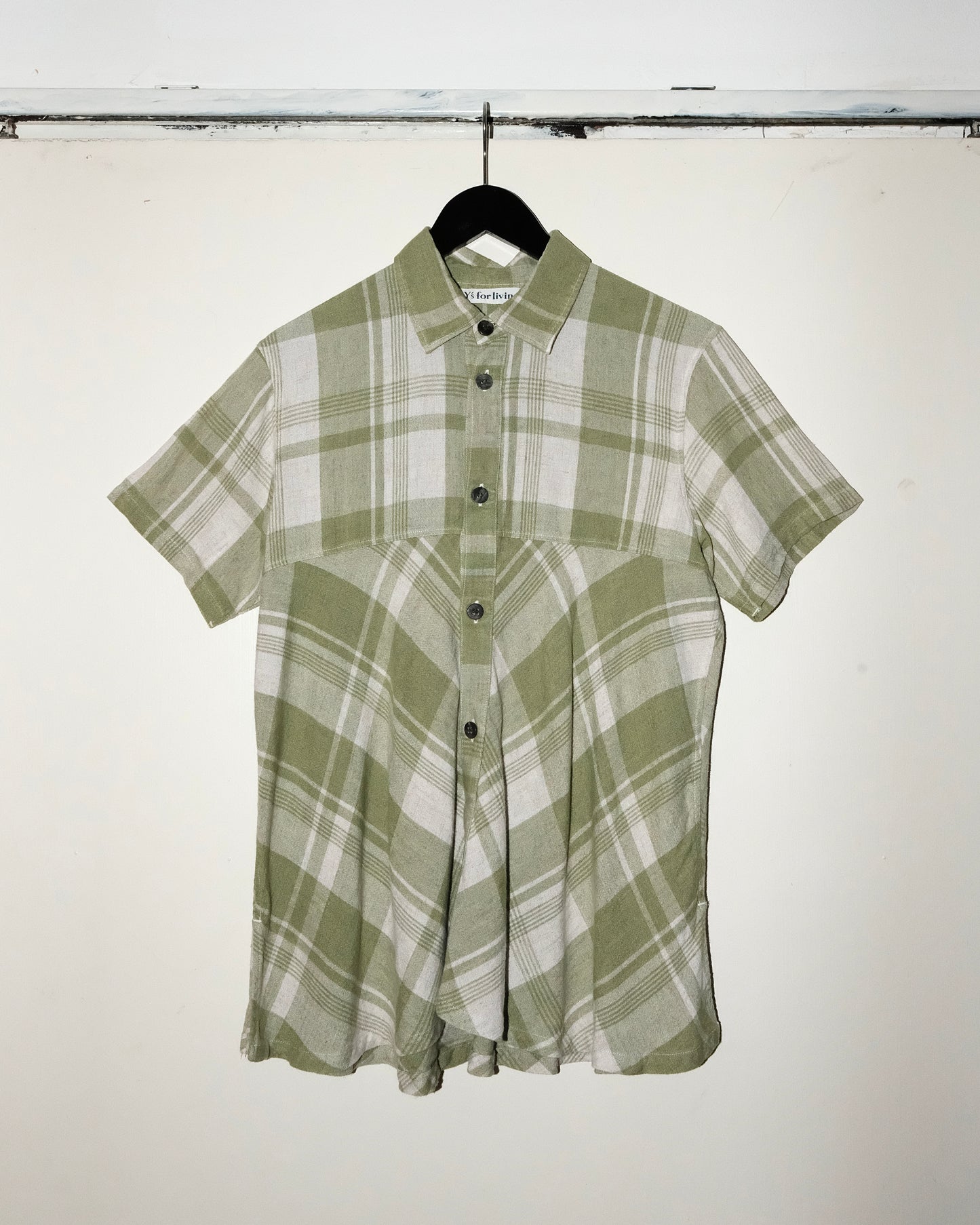 Y’s FOR LIVING SHORT SLEEVE PLAID SHIRT