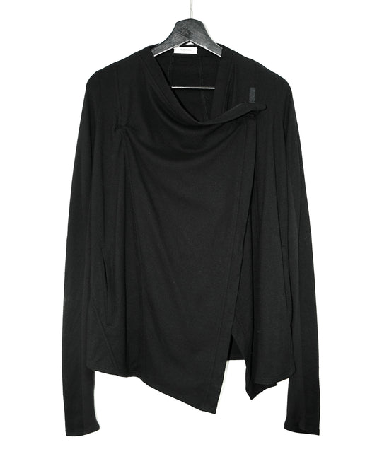 HELMUT LANG WOOL BLACK ASYMMETRIC TRANFORMER CARDIGAN