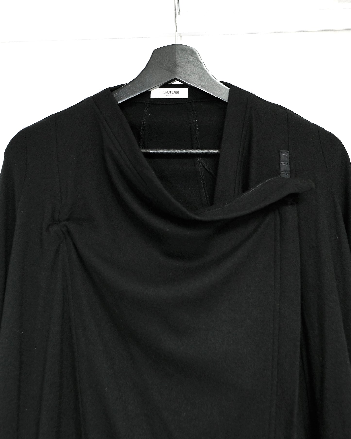 HELMUT LANG WOOL BLACK ASYMMETRIC TRANFORMER CARDIGAN