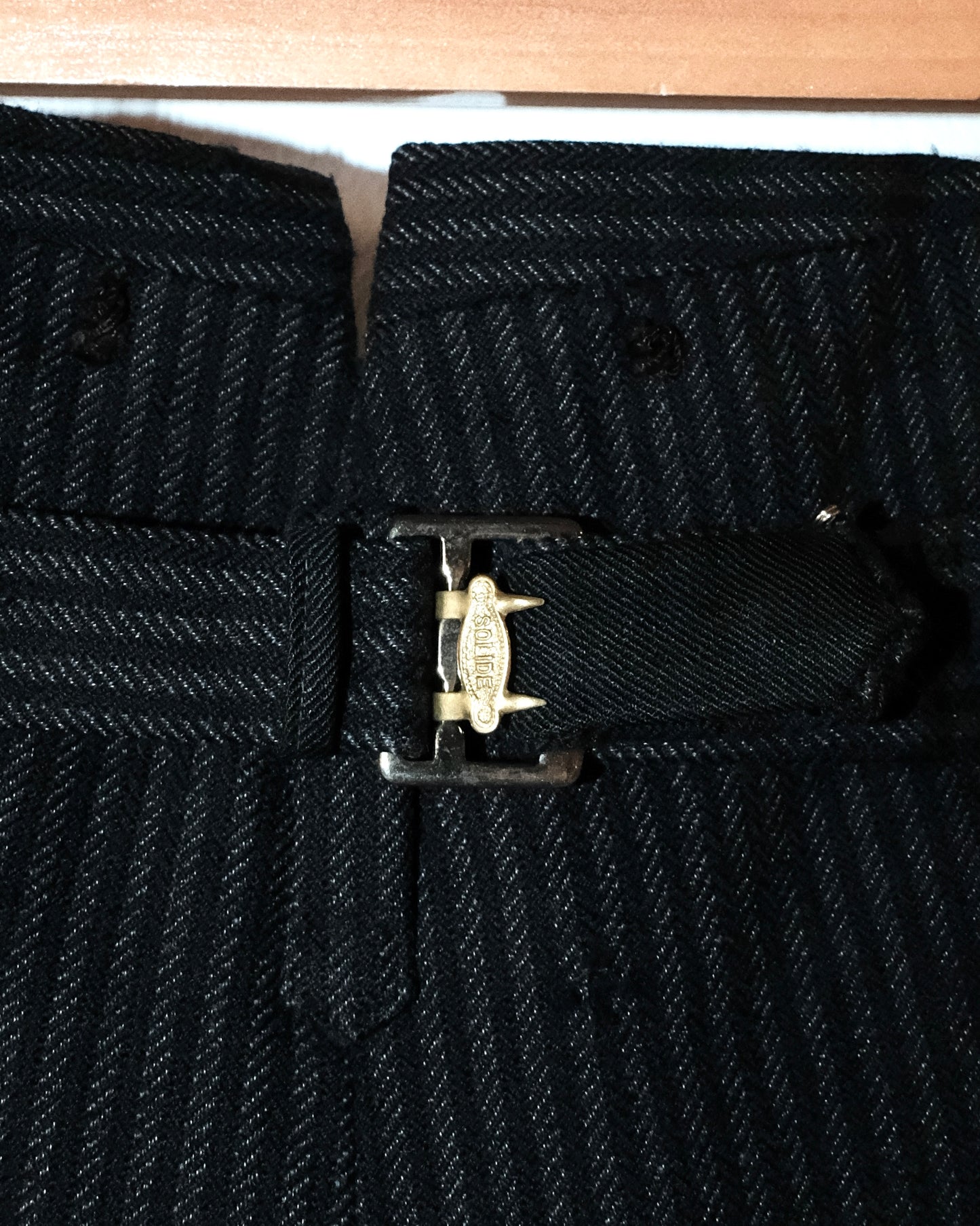 50s FRENCH STRIPE BUCKLE BACK WORK PANTS