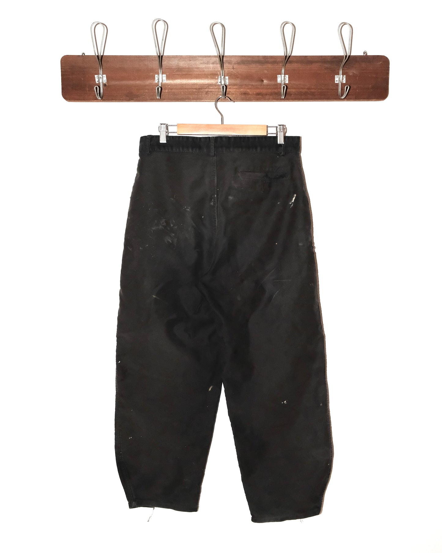 80s FRENCH BLACK MOLESKIN FADED AND DISTRESSED PANTS