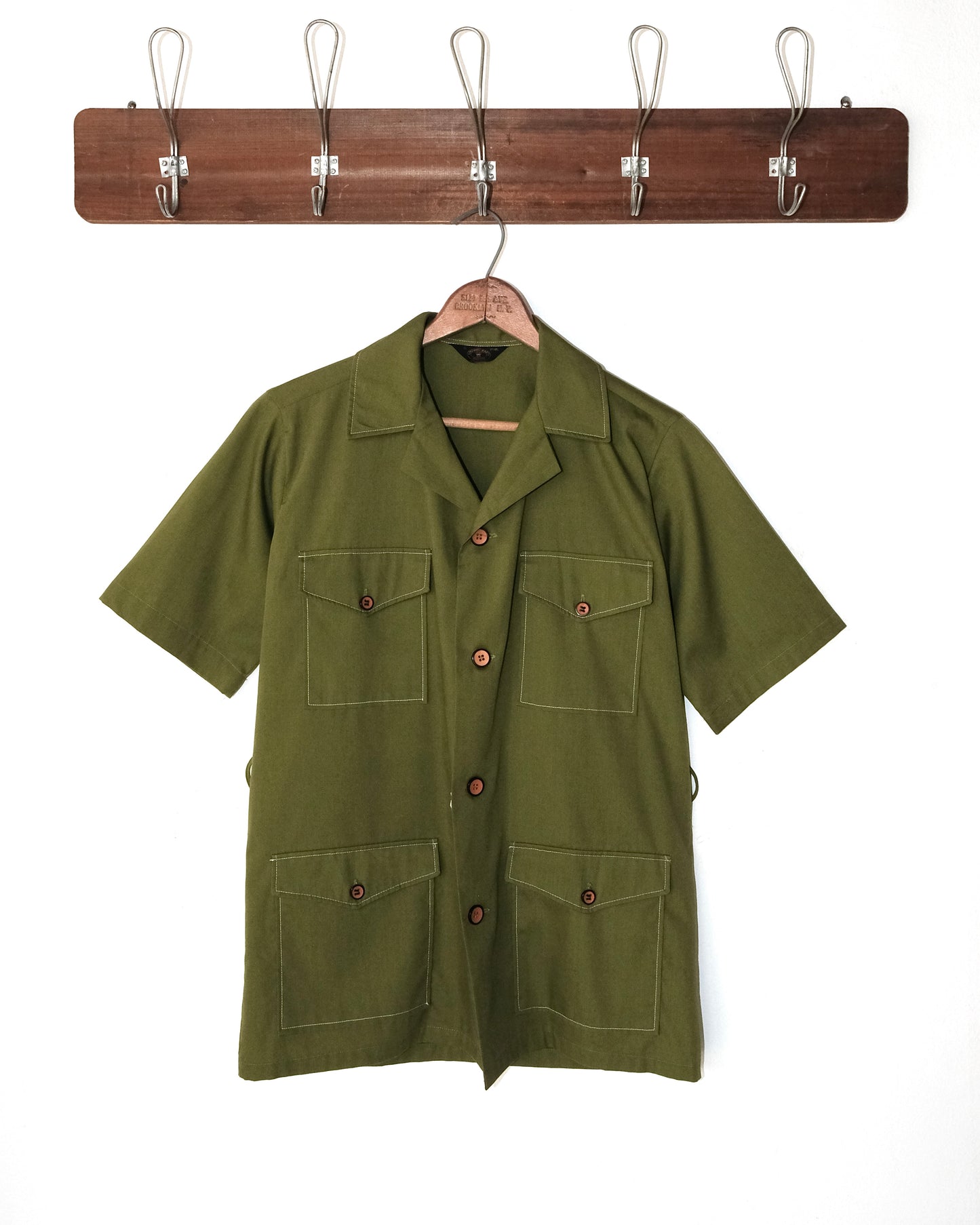 60s TONCREFT 4 POCKET BUTTON UP OLIVE SHIRT