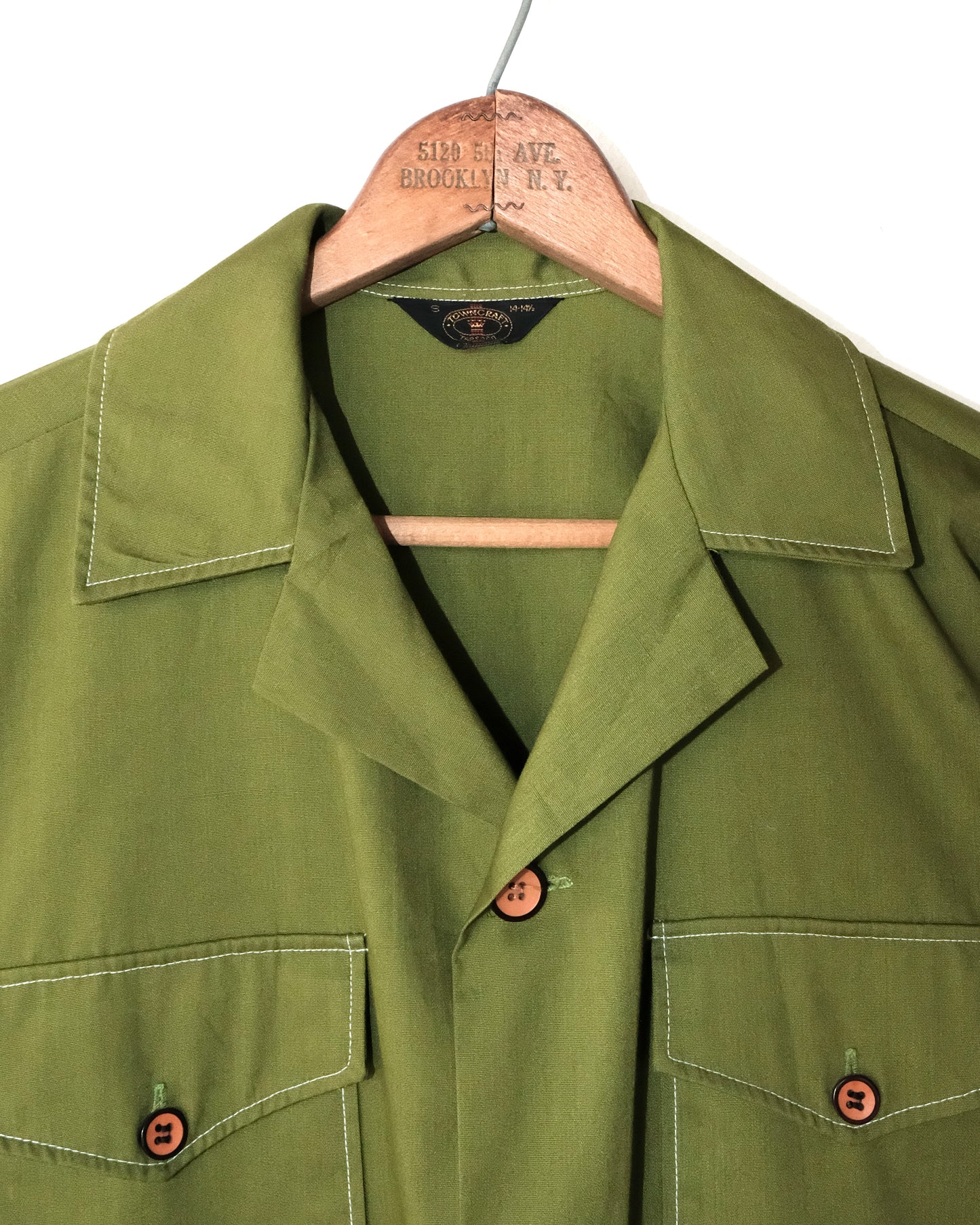 60s TONCREFT 4 POCKET BUTTON UP OLIVE SHIRT