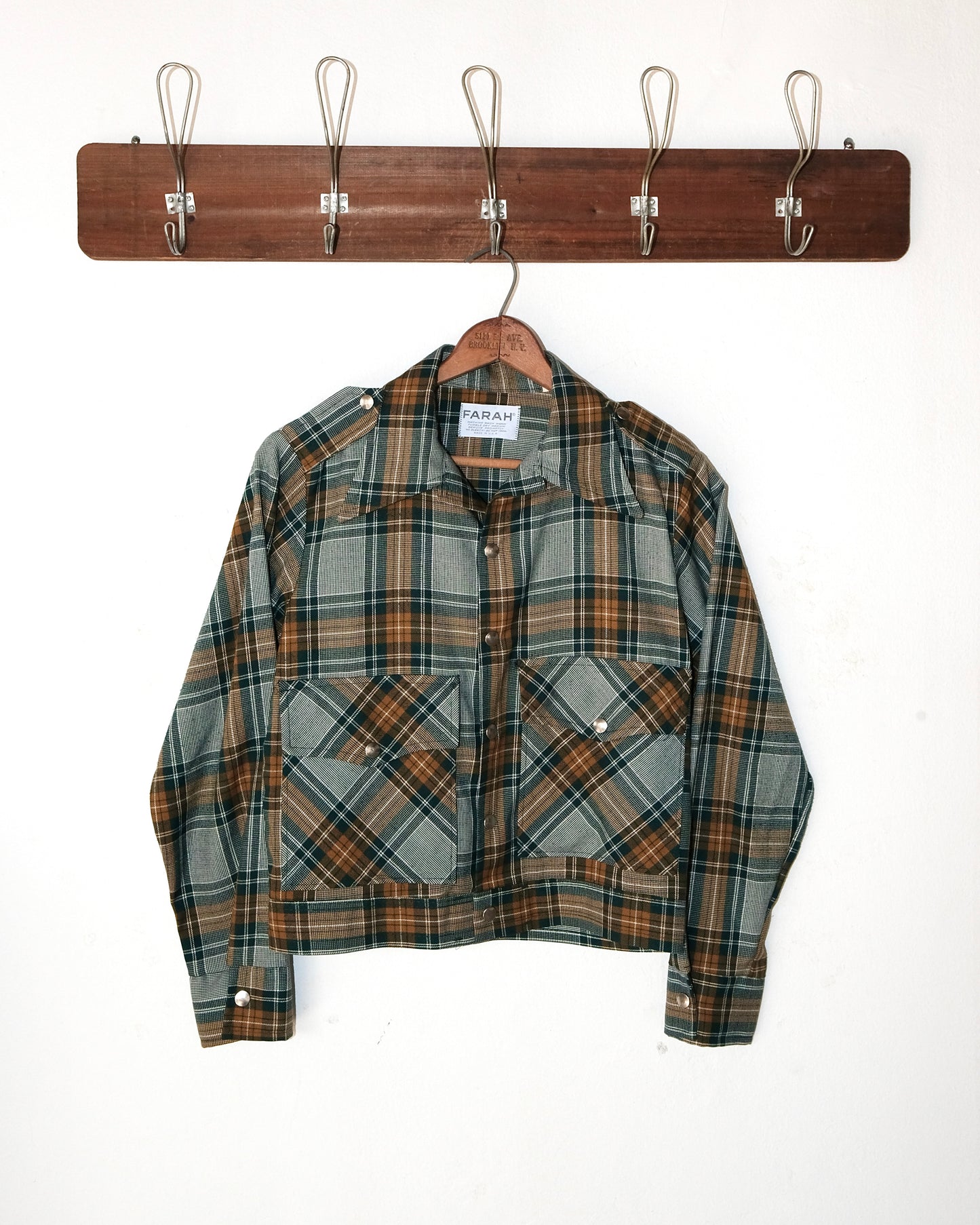 80s FARAH HEAVY FLANNEL BUTTON JACKET