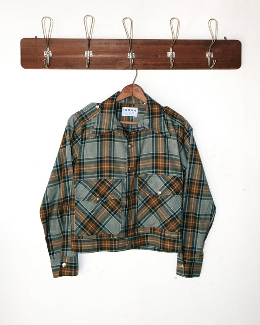 80s FARAH HEAVY FLANNEL BUTTON JACKET