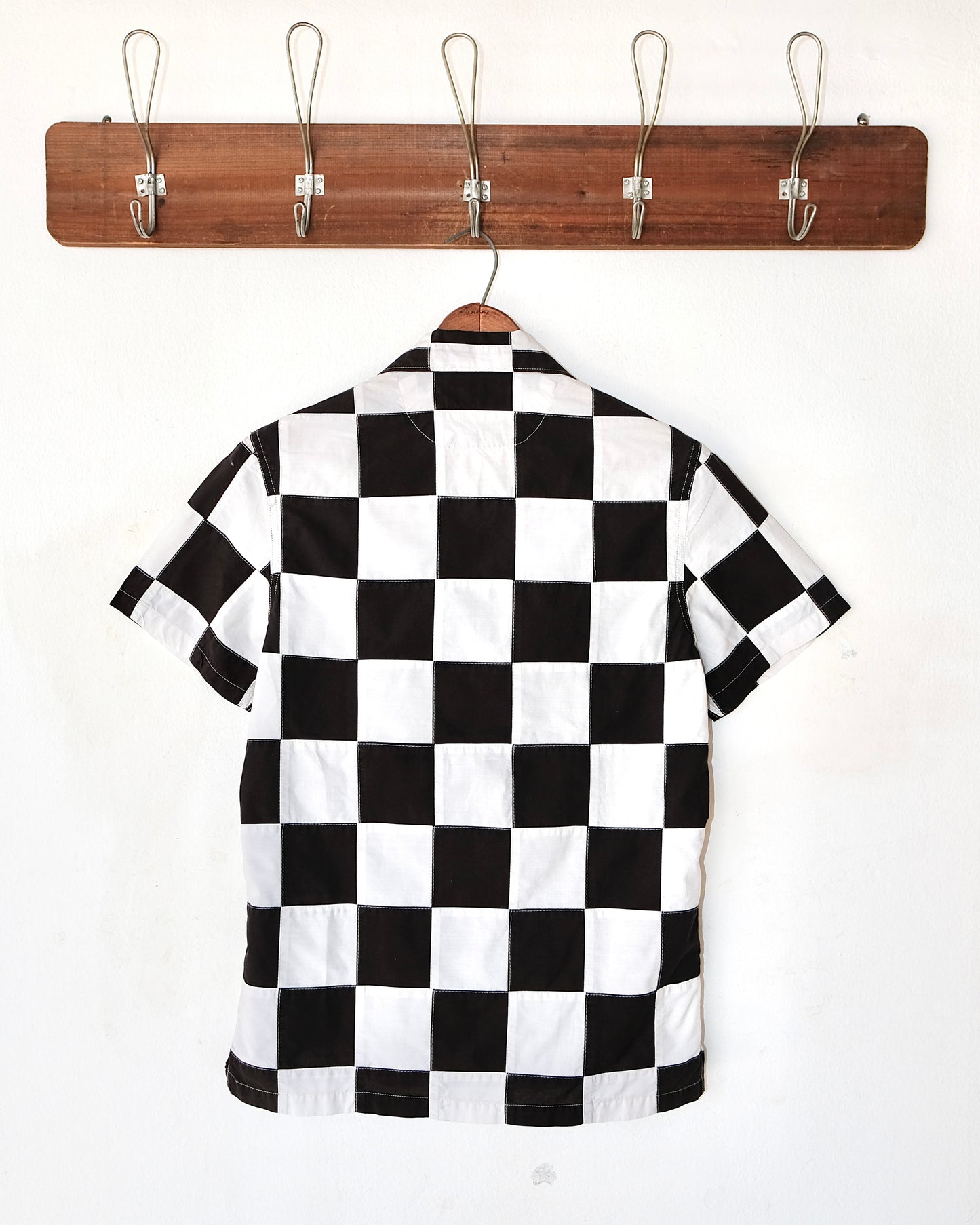 POLO RRL CHECKERBOARD PATCHWORKS CAMP COLLAR SHIRT