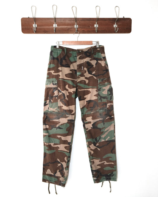 80s WOODLAND CAMO RIP-STOP TROUSER
