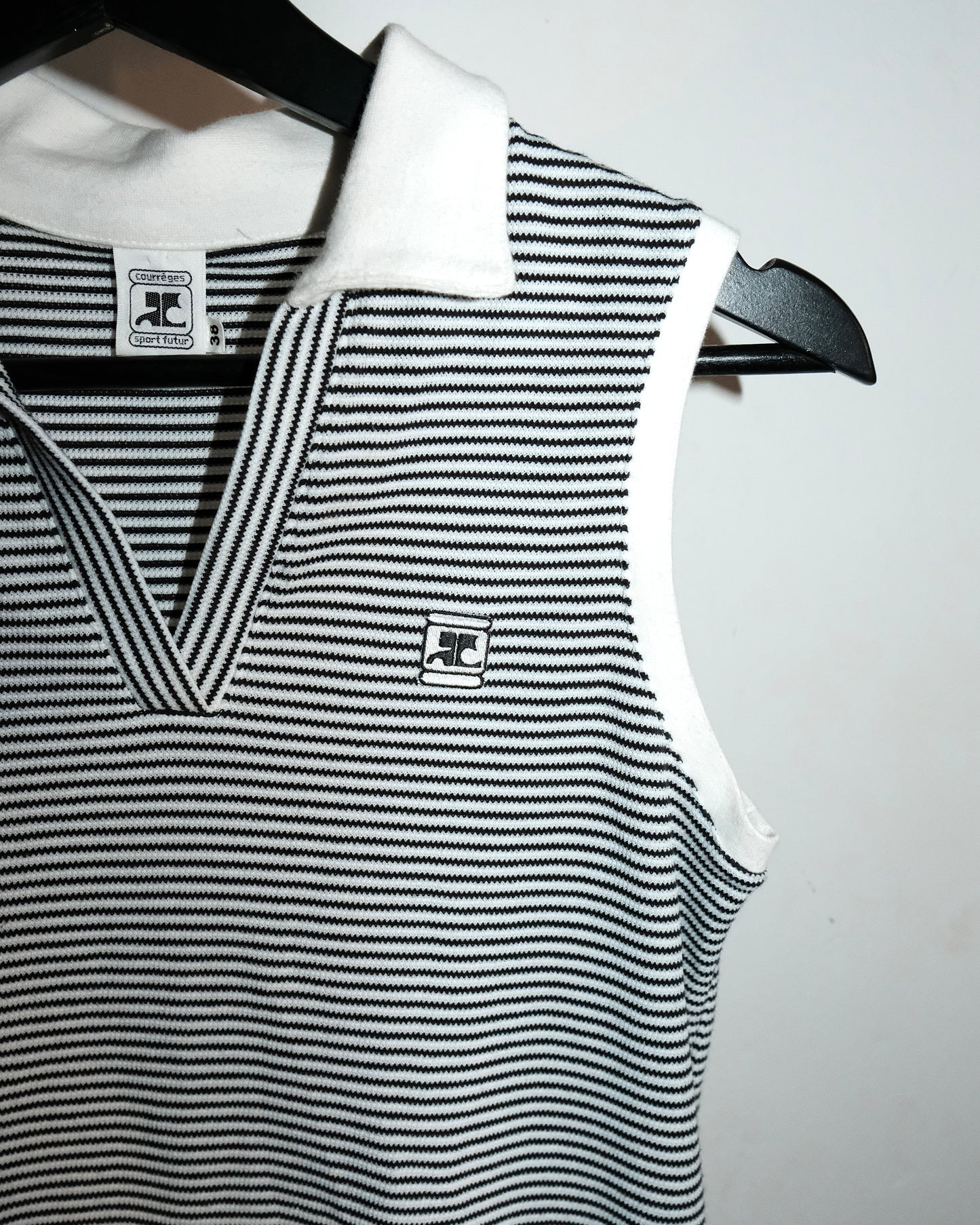 COURRÈGES LOGO STRIPED SLEEVELESS