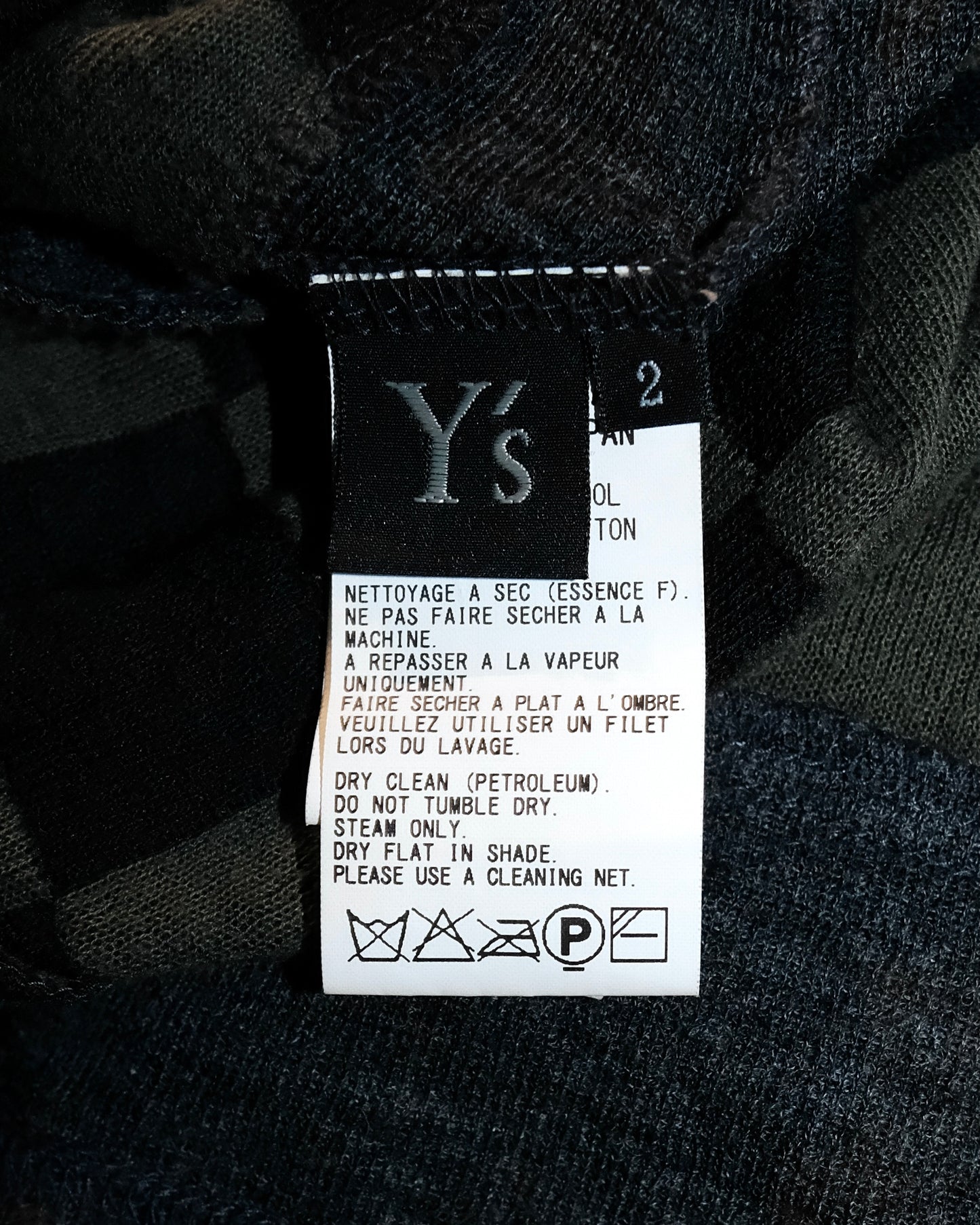 Y's YOHJI YAMAMOTO WOOL OLIVE CHECKER KNIT LONG SLEEVE