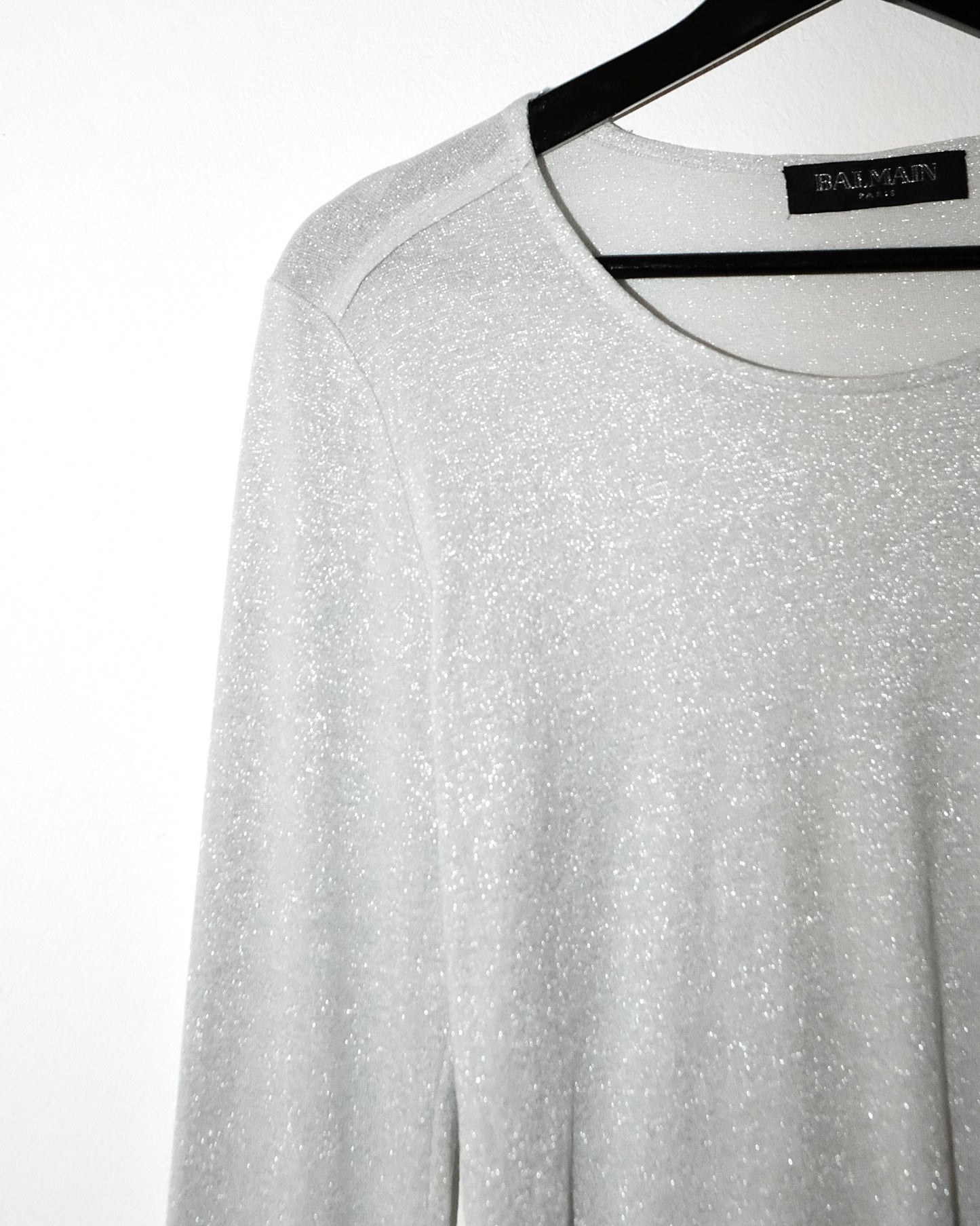 BALMAIN GREY SILVER SHIMMER LONG SLEEVE