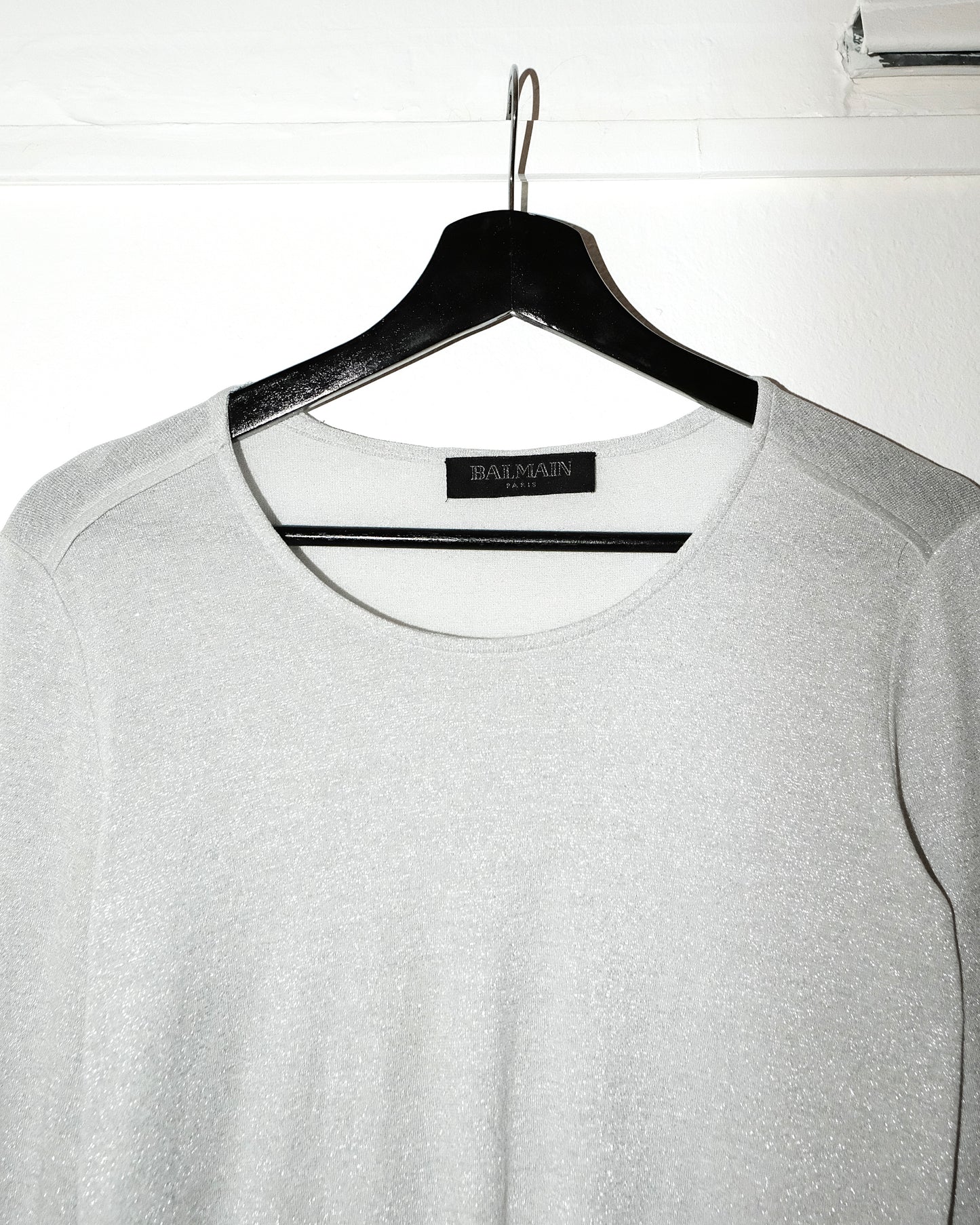 BALMAIN GREY SILVER SHIMMER LONG SLEEVE