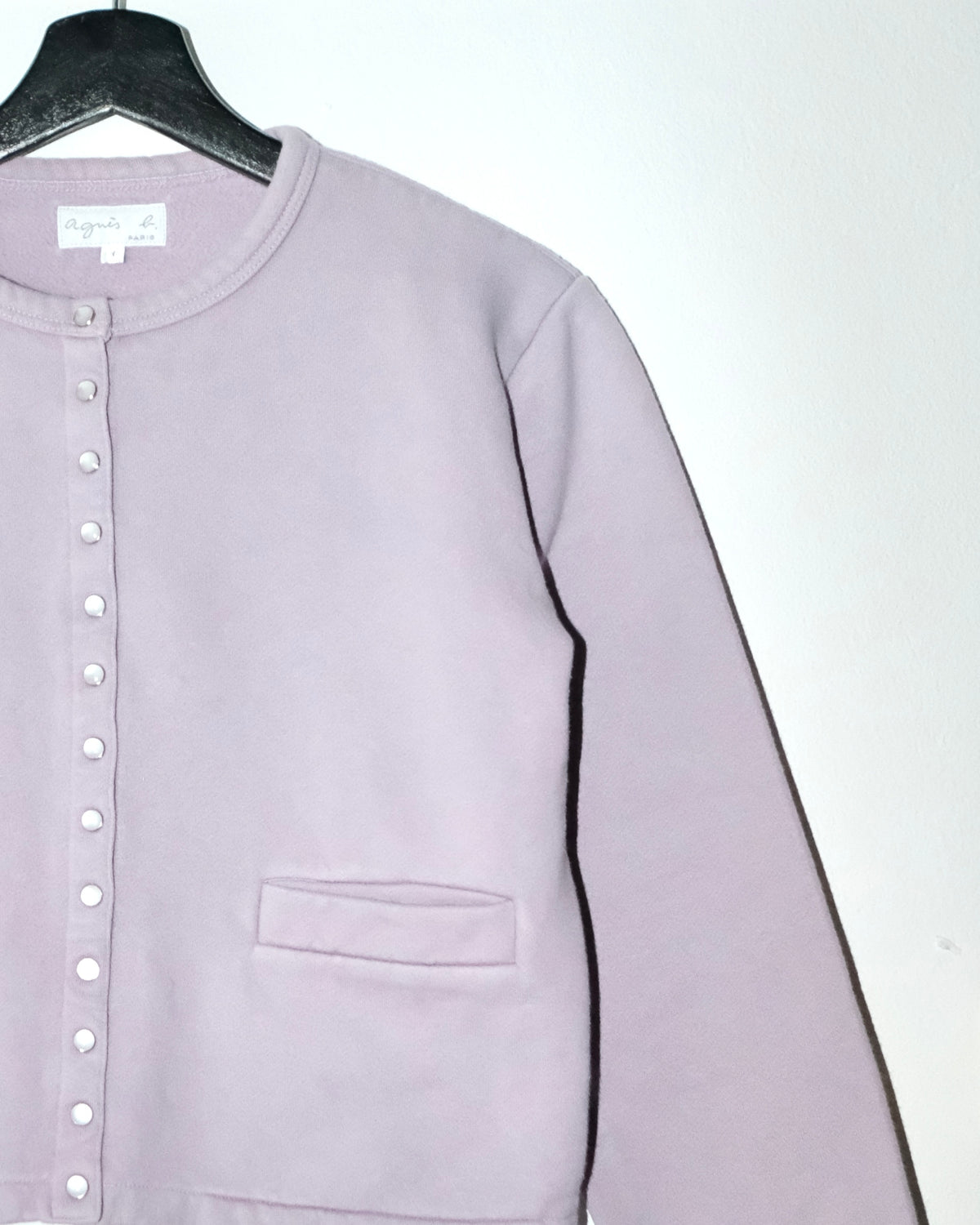 Agnés B. PURPLE PEARL SNAP BUTTON UP CARDIGAN