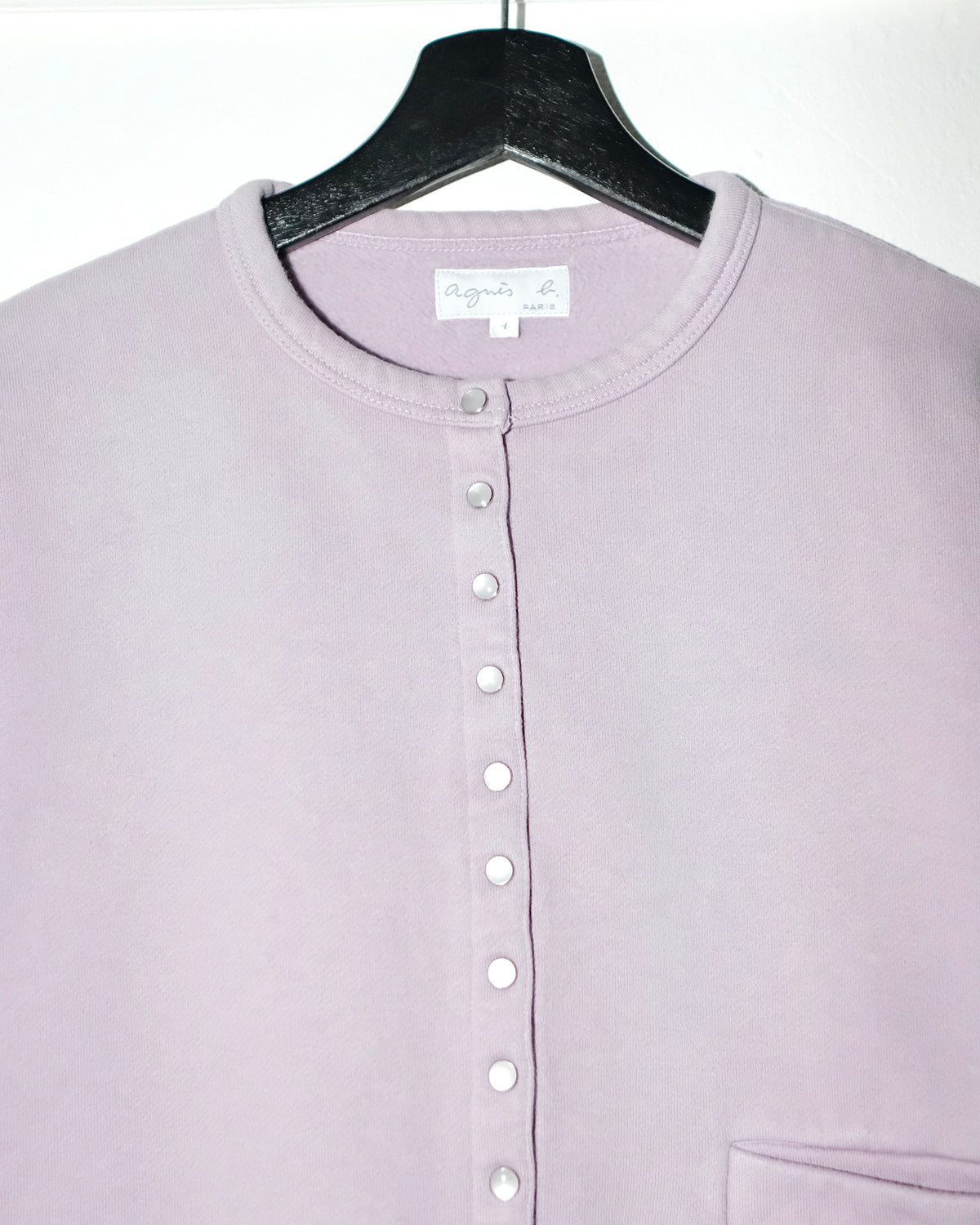 Agnés B. PURPLE PEARL SNAP BUTTON UP CARDIGAN