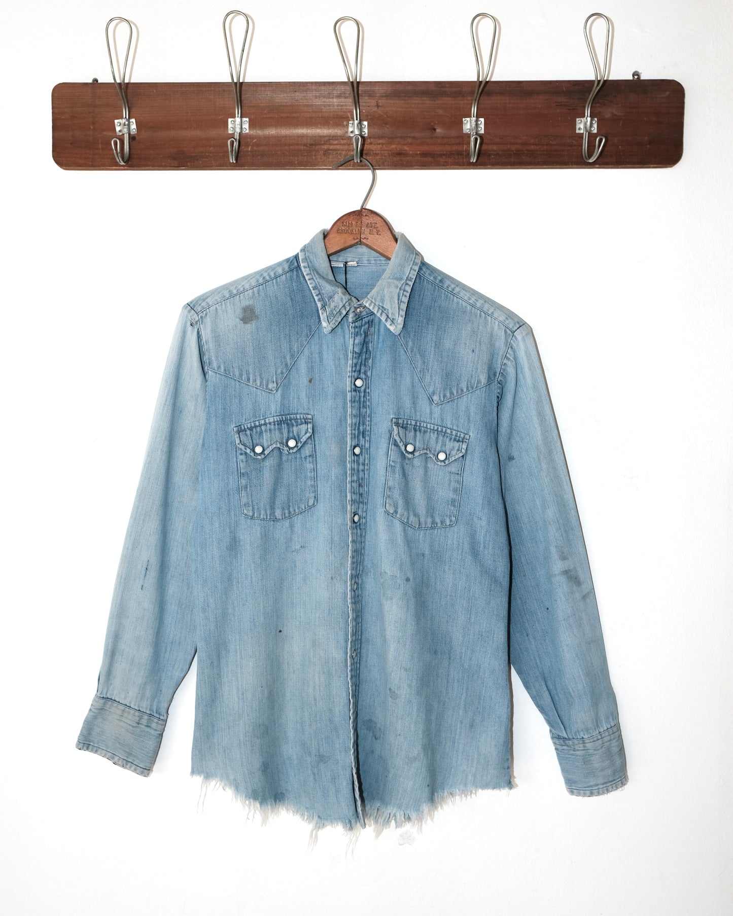 60s DENIM PEARL SNAP DISTRESSED WESTERN SHIRT