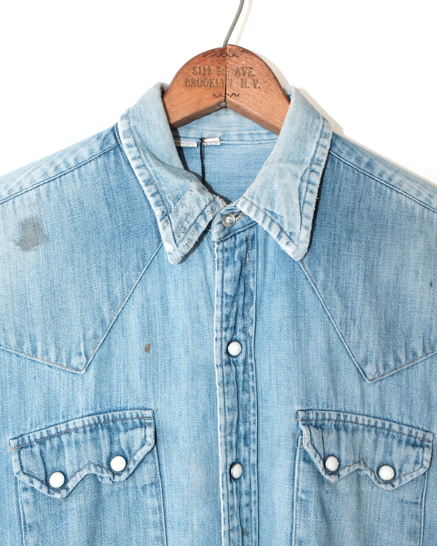 60s DENIM PEARL SNAP DISTRESSED WESTERN SHIRT