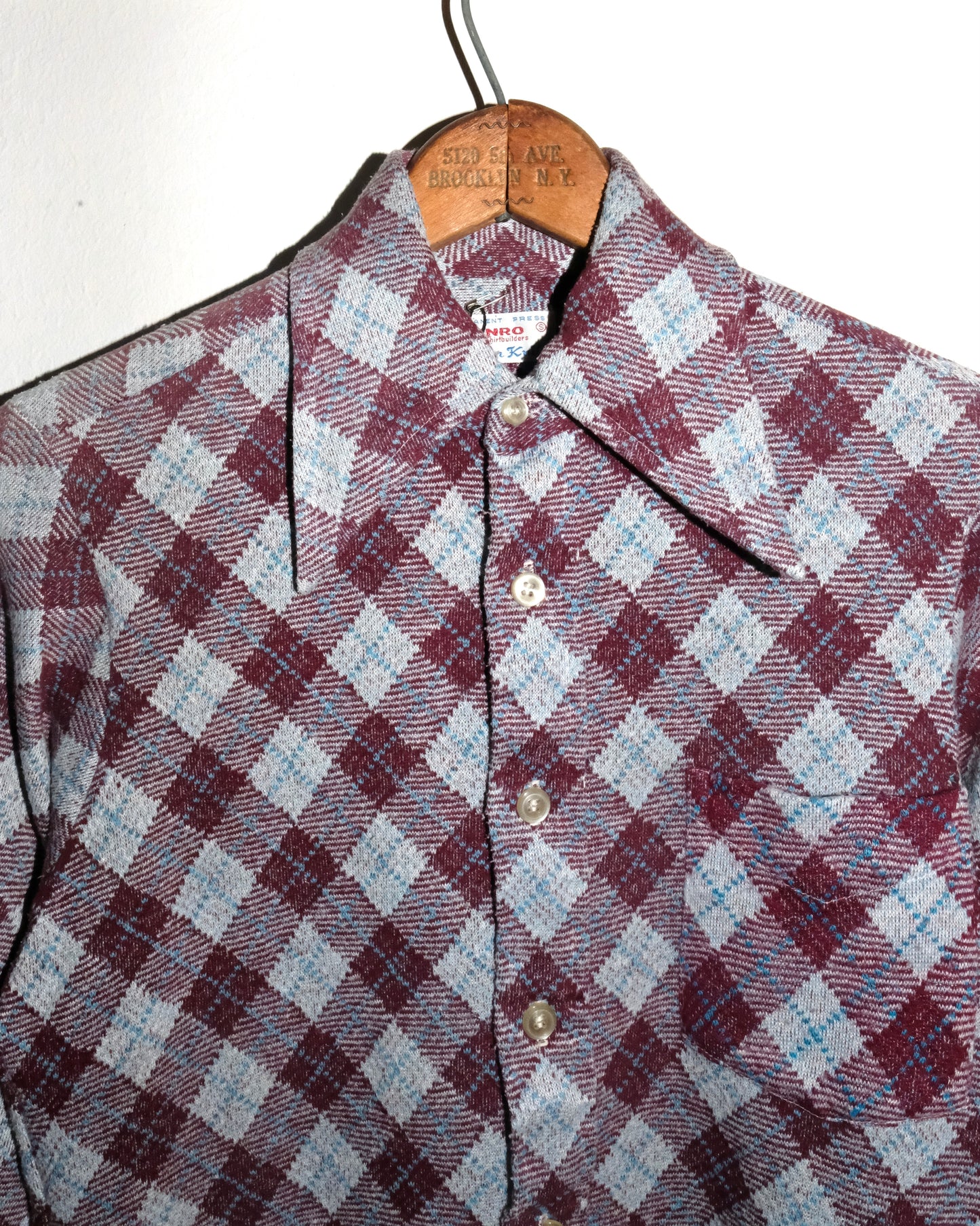 70s ENRO KNIT FLANNEL BUTTON UP SHIRT
