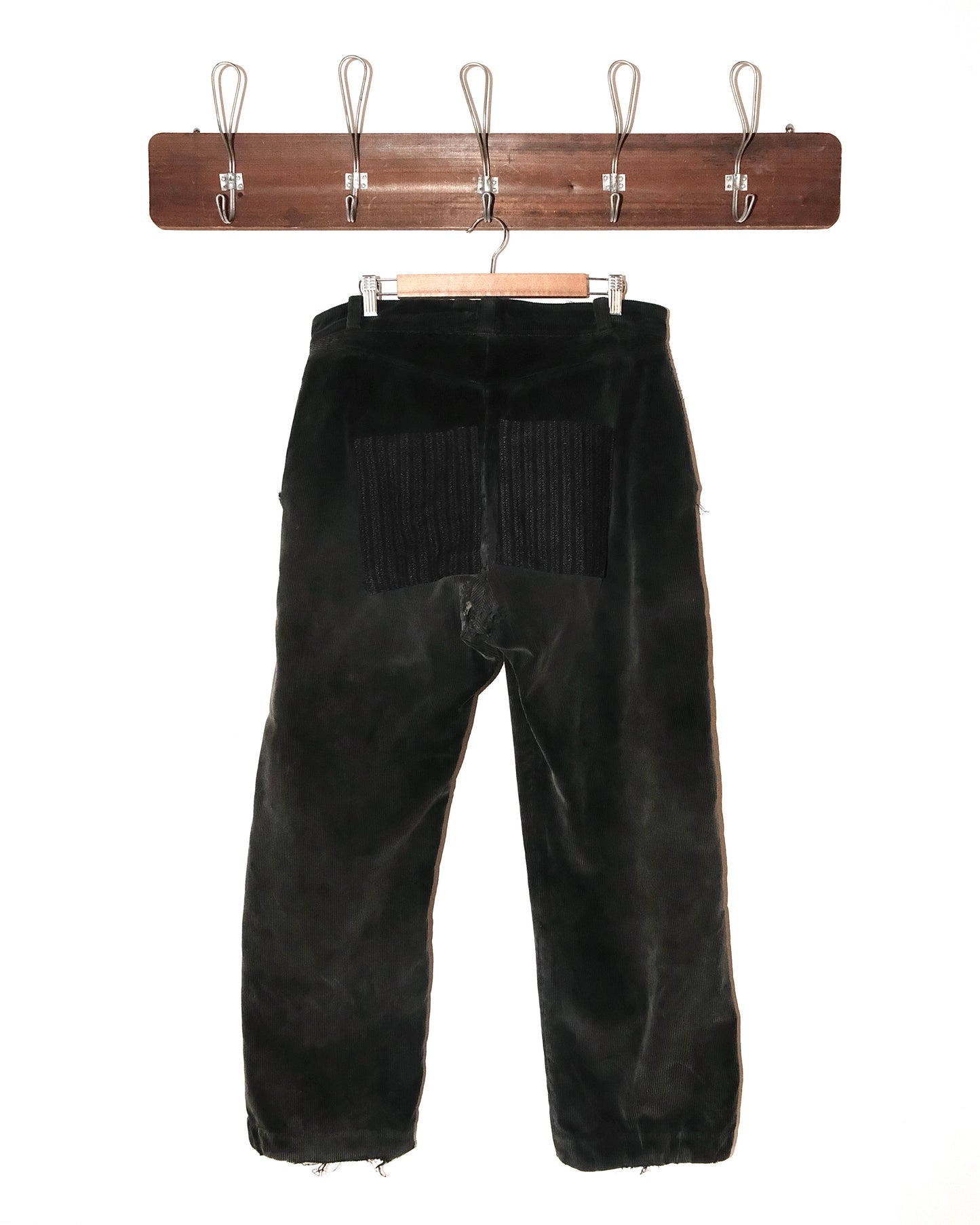 50s FRENCH CORDUROY BLACK FADED & PATCHES PANTS