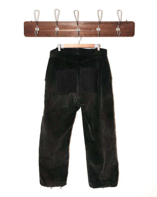 50s FRENCH CORDUROY BLACK FADED & PATCHES PANTS