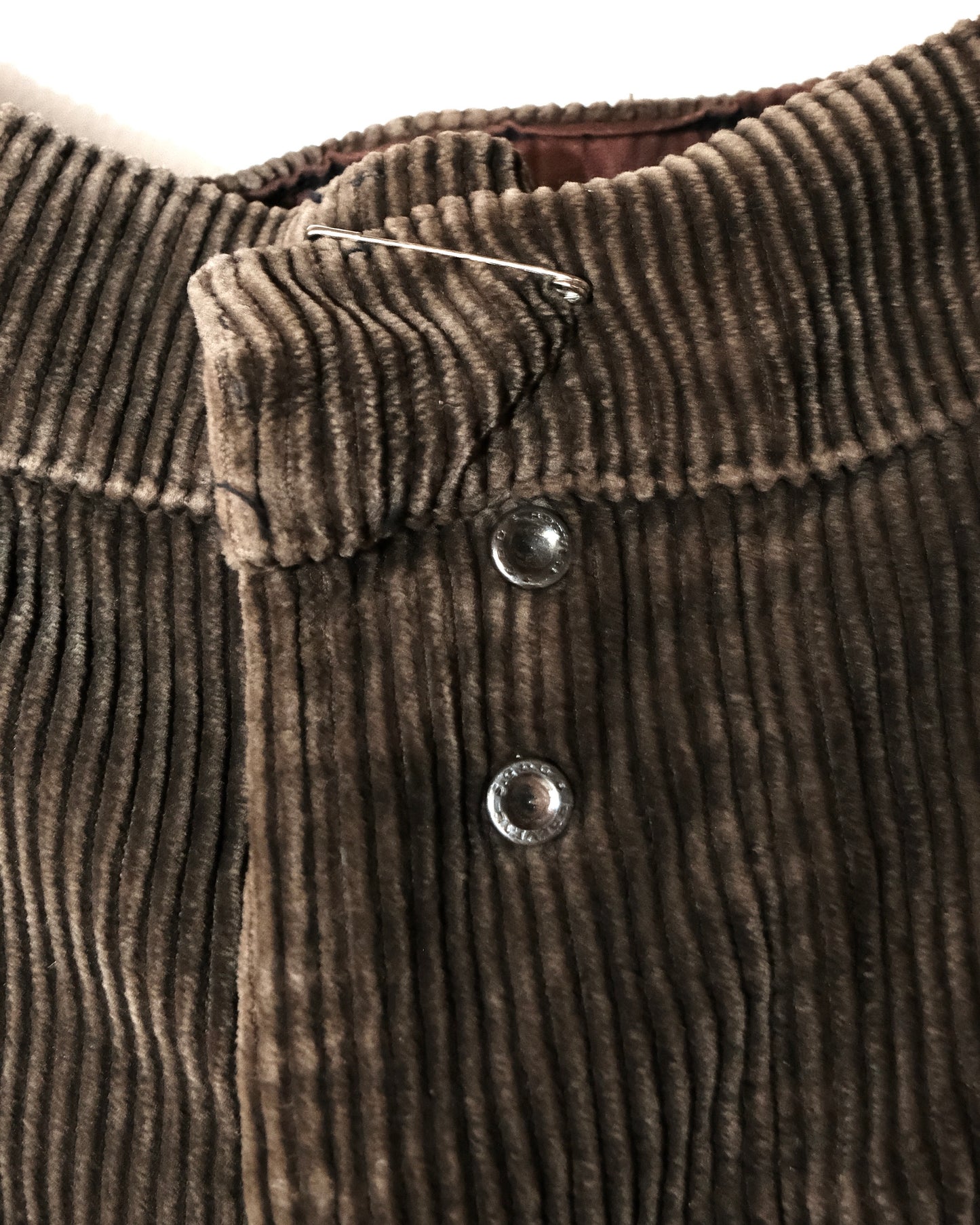 50s FRENCH CORDUROY BROWN FADED & PATCHES PANTS