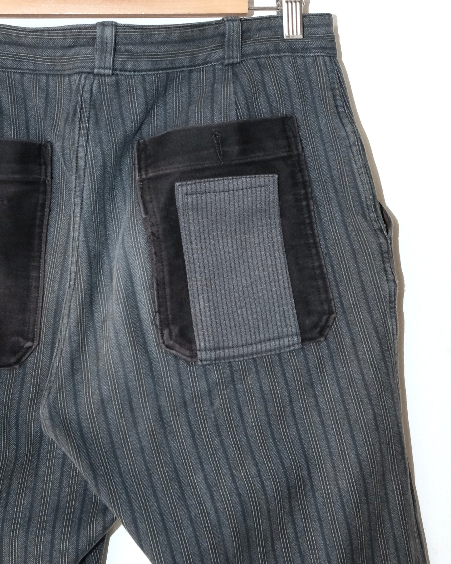 50s FRENCH STRIPE WORK PATCHES AND REPAIRS PANTS
