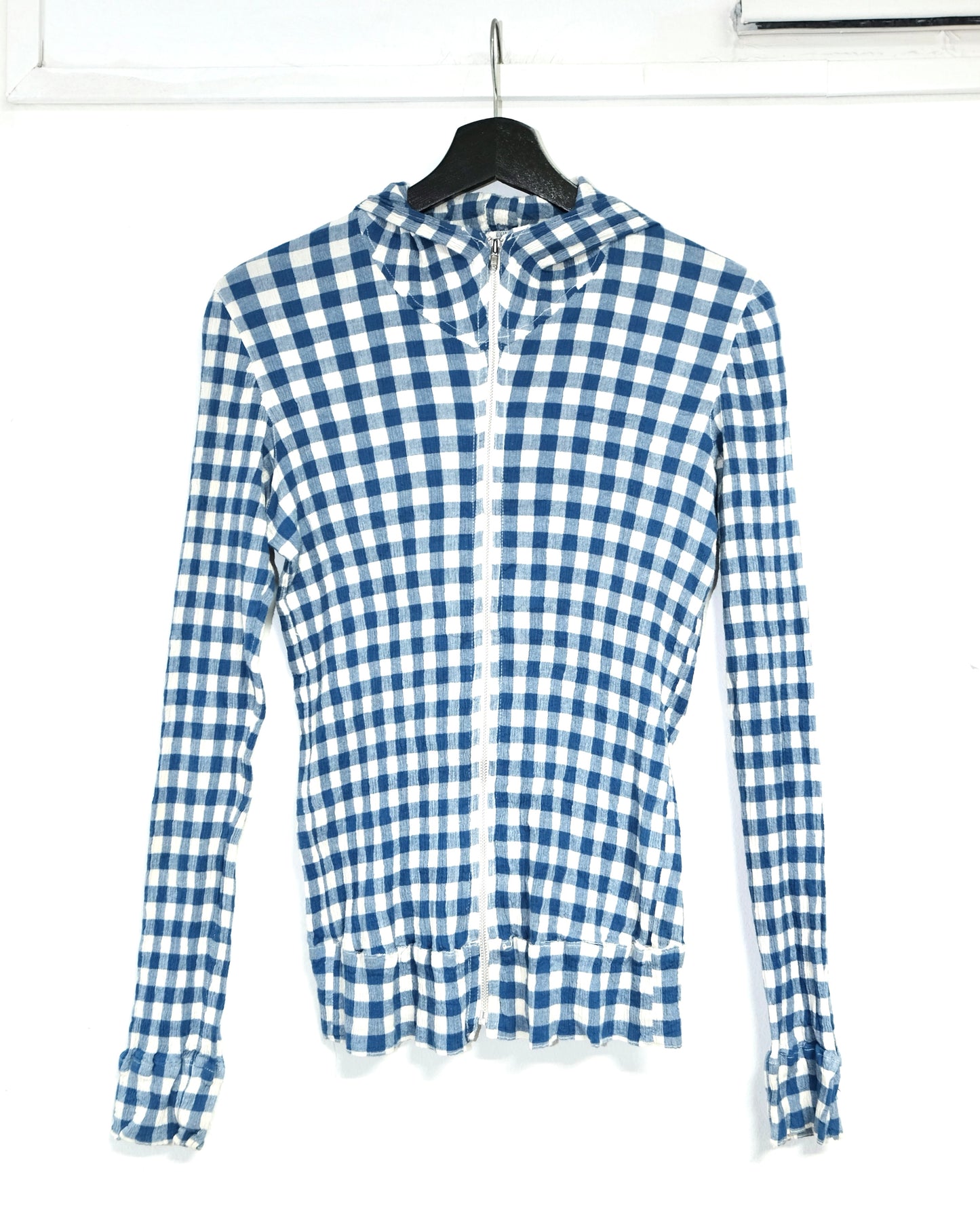 TSUMORI CHISATO PLAID PLEATED ZIPPER HODDIE