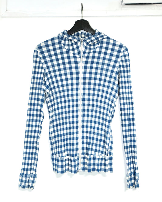 TSUMORI CHISATO PLAID PLEATED ZIPPER HODDIE