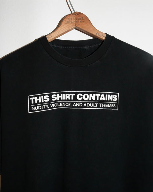 2000s THIS SHIRT CONTAINS NUDITY FONT TEE