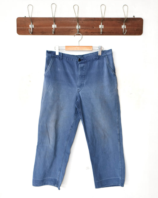60s FRENCH WORK COTTON FADED TROUSERS