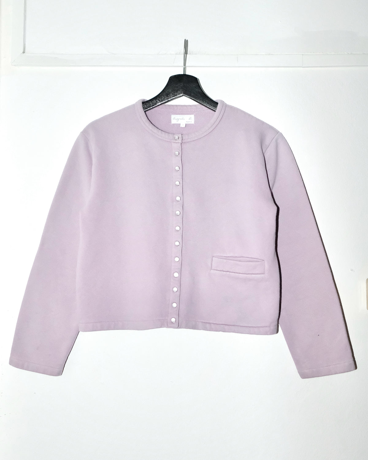 Agnés B. PURPLE PEARL SNAP BUTTON UP CARDIGAN