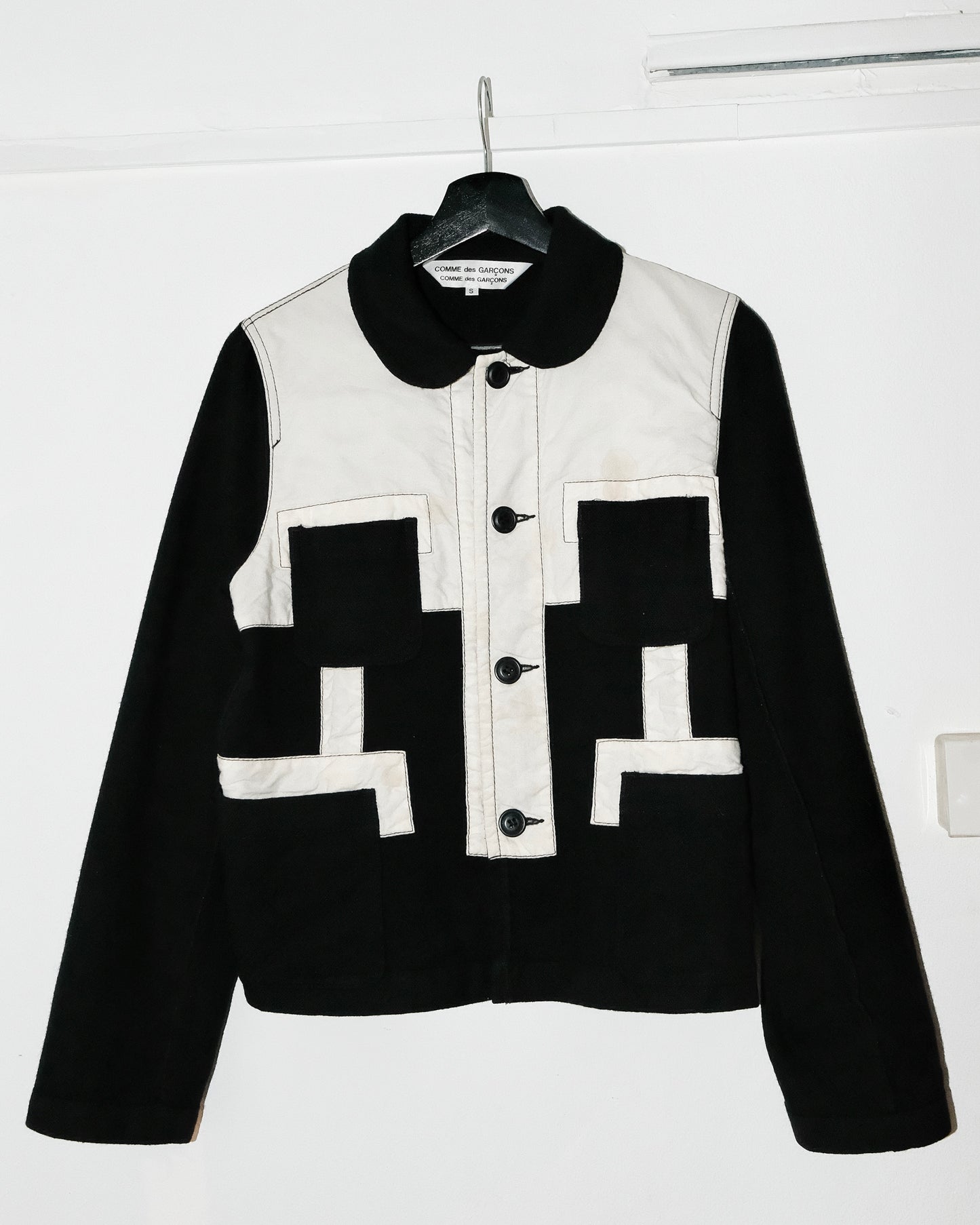 Comme des Garcons ROUND COLLAR PATCH WOOL JACKET